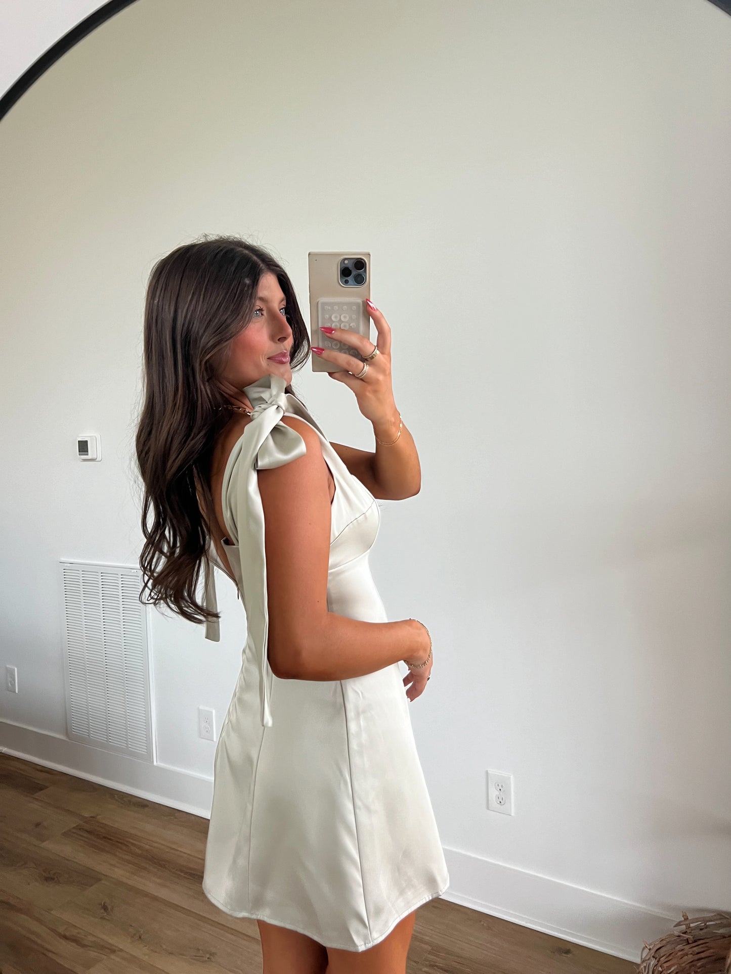 Charming Satin Tie Mini Dress