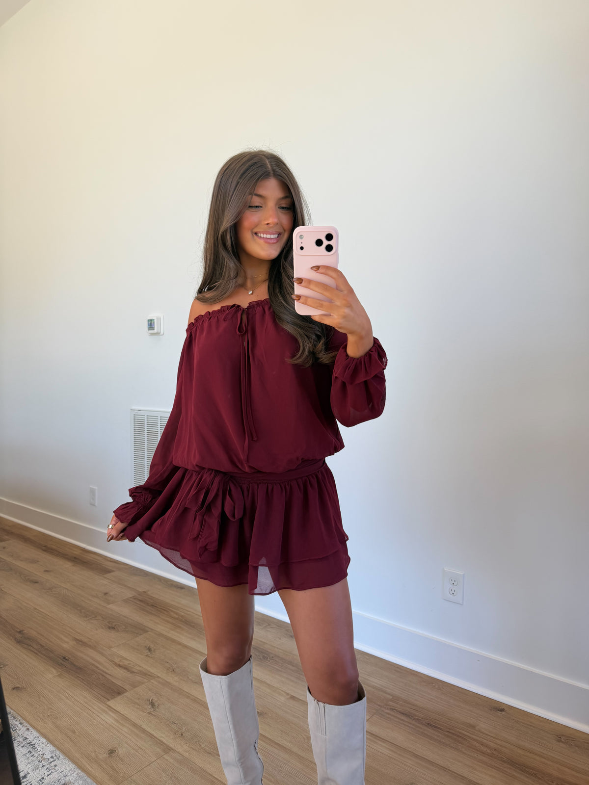Wine Ruffle Romper