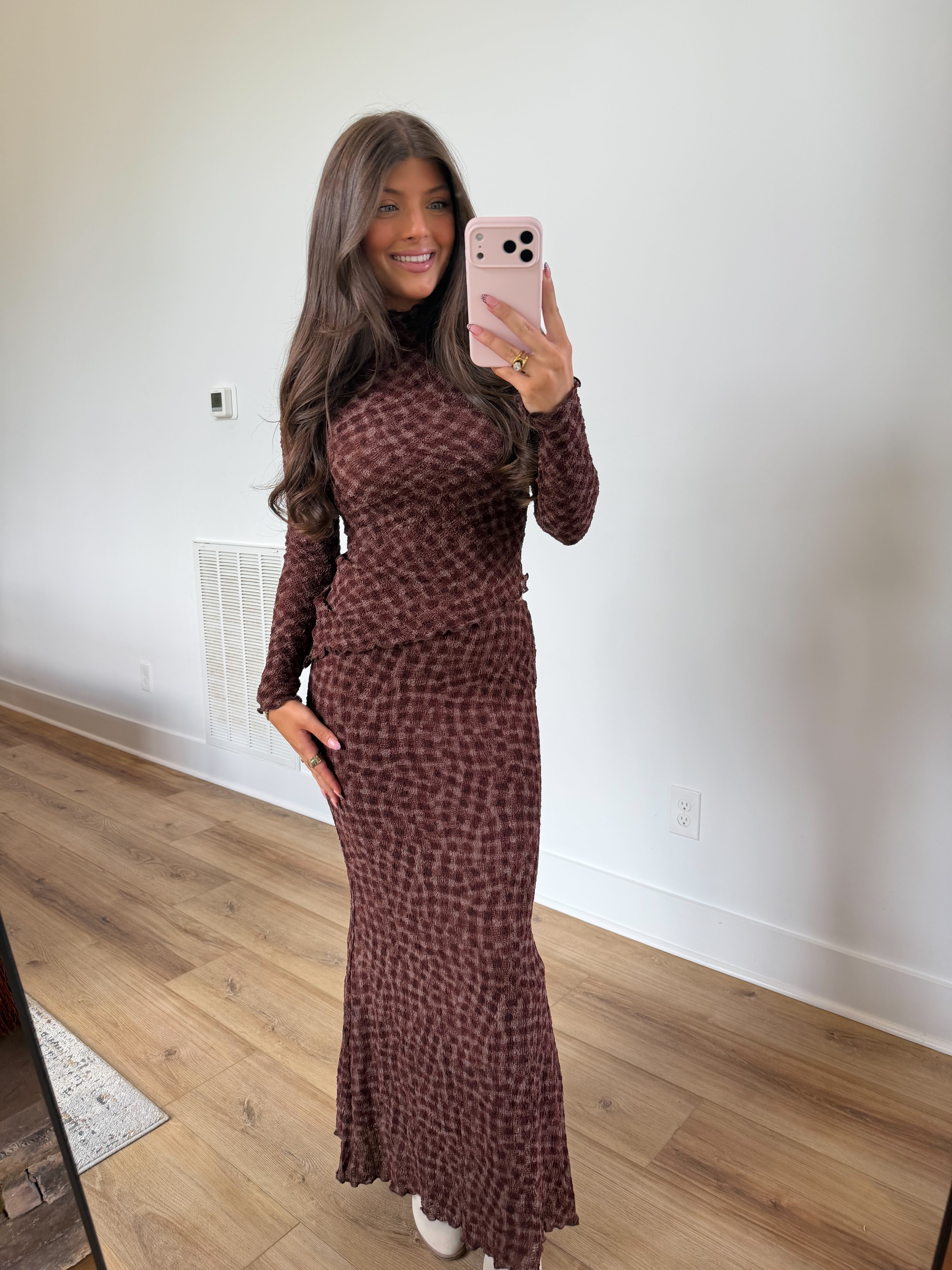 Coffee Gingham Set