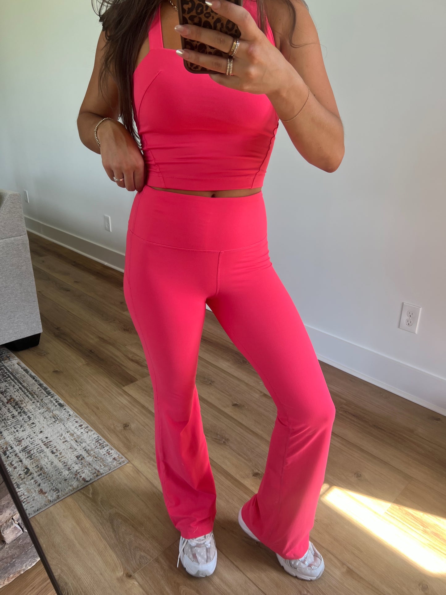 Flamingo Pink Flare Leggings Set