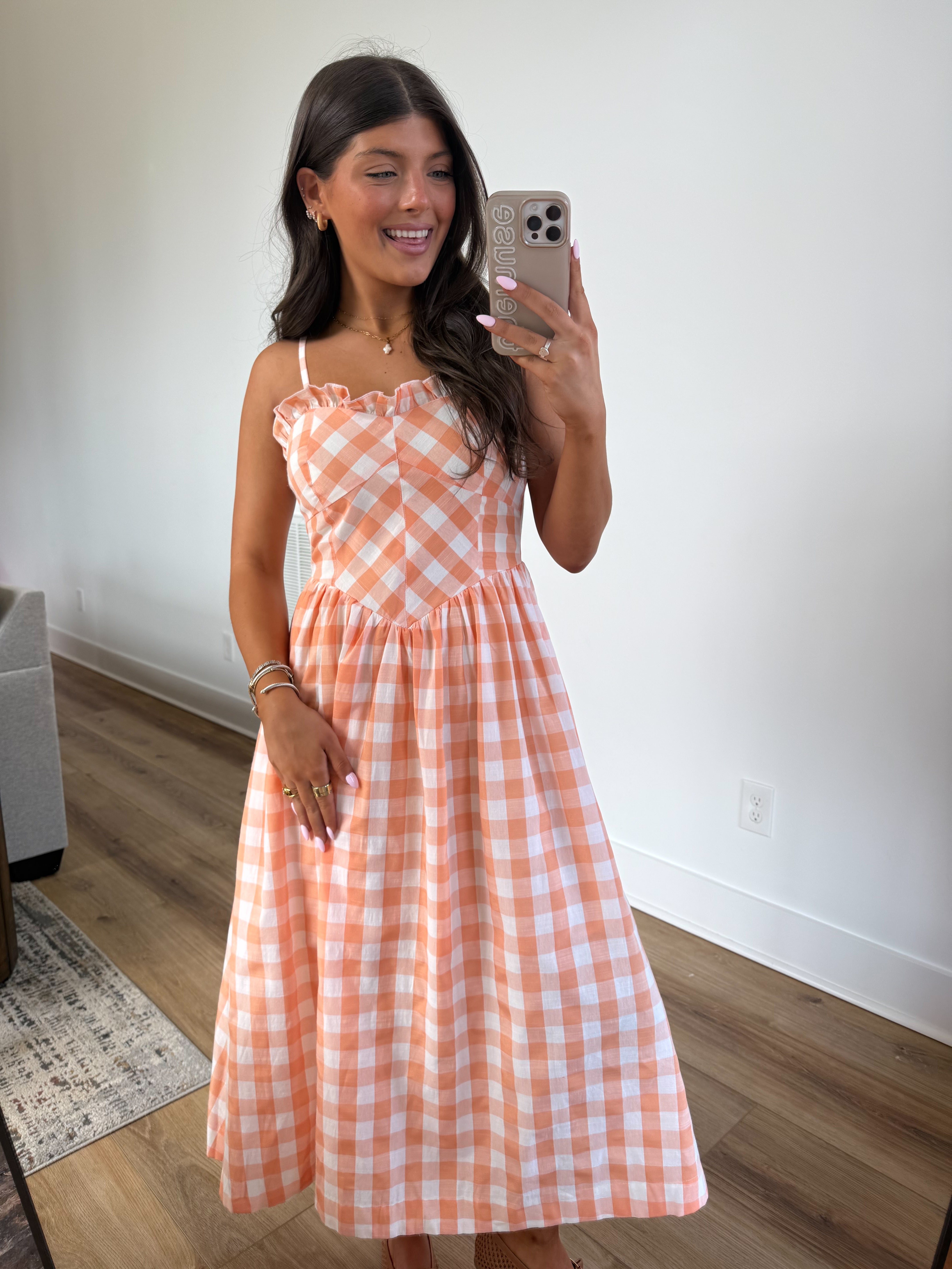 The Tangerine Gingham Midi
