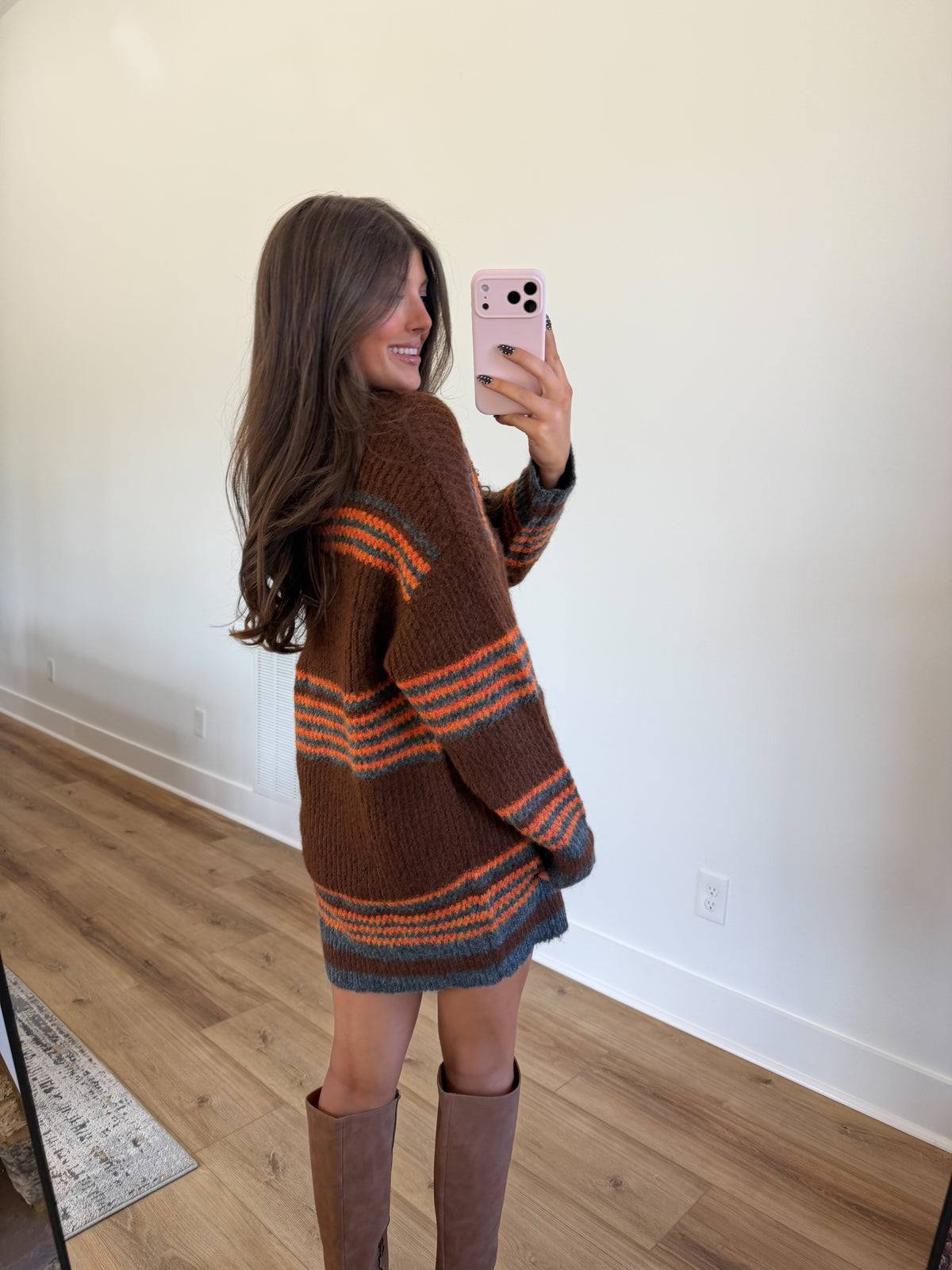 Cinnamon Stripe Sweater Dress