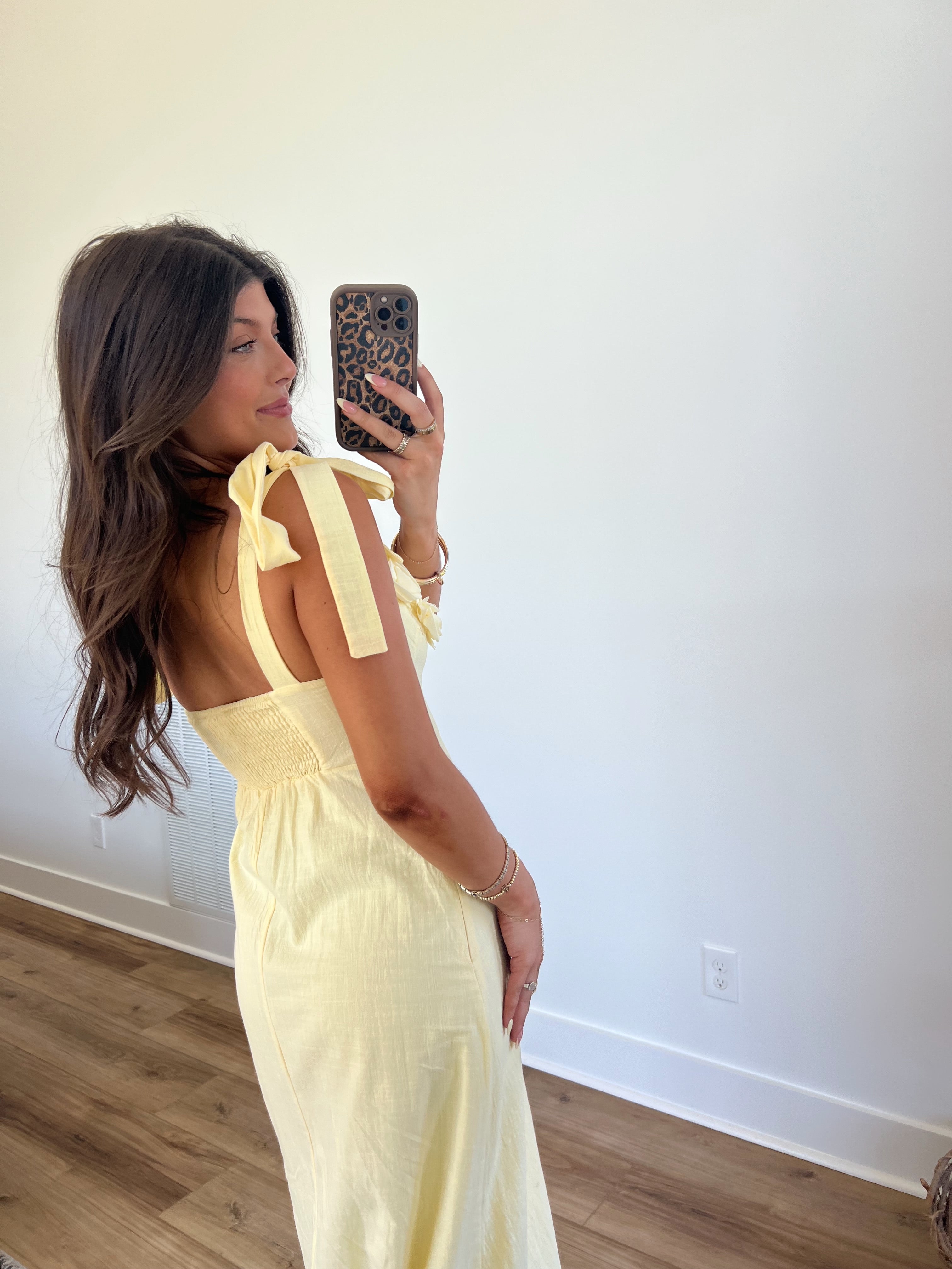 Daisy Bloom Midi Dress (Yellow)