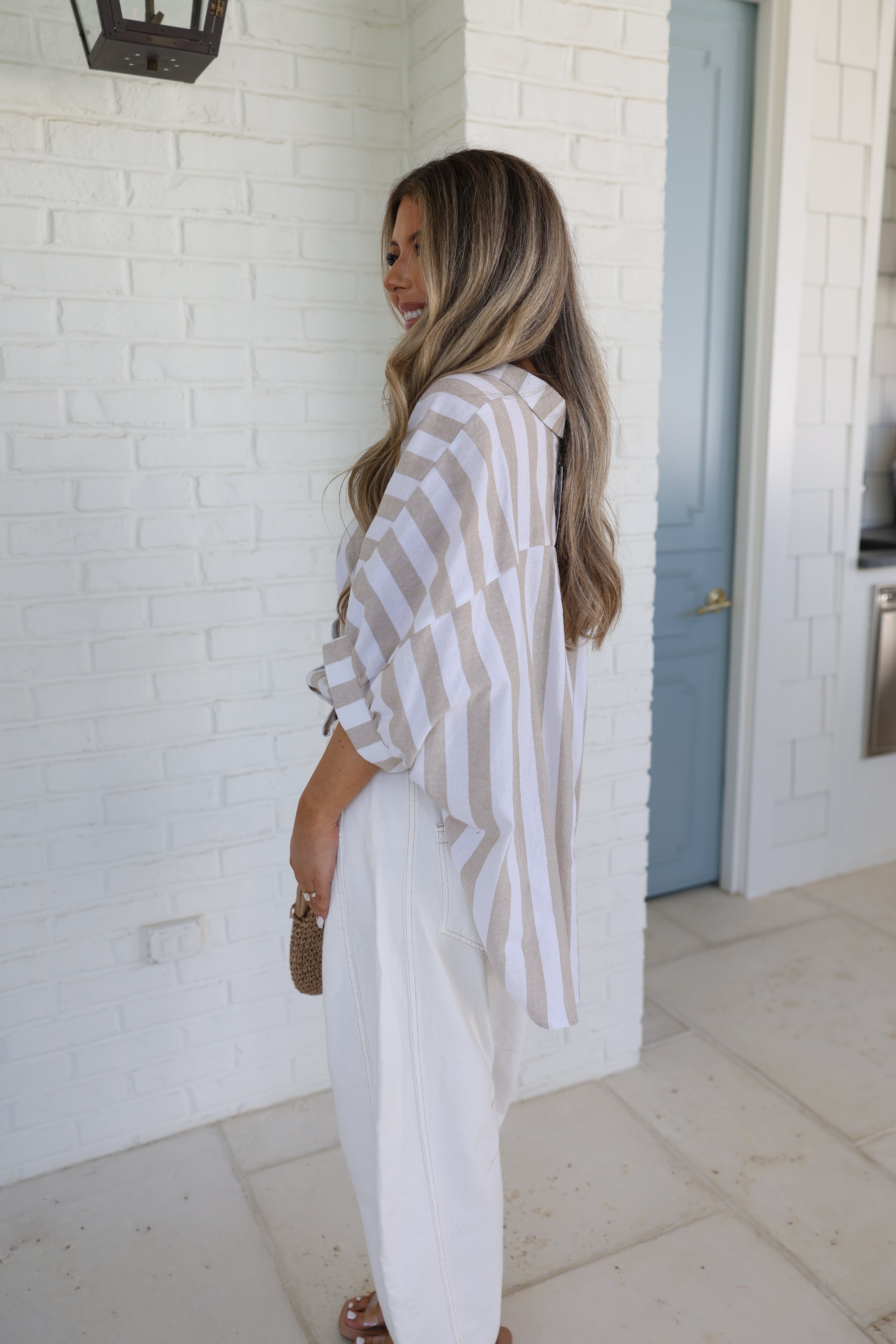 The Effortless Stripe Shirt (Taupe)