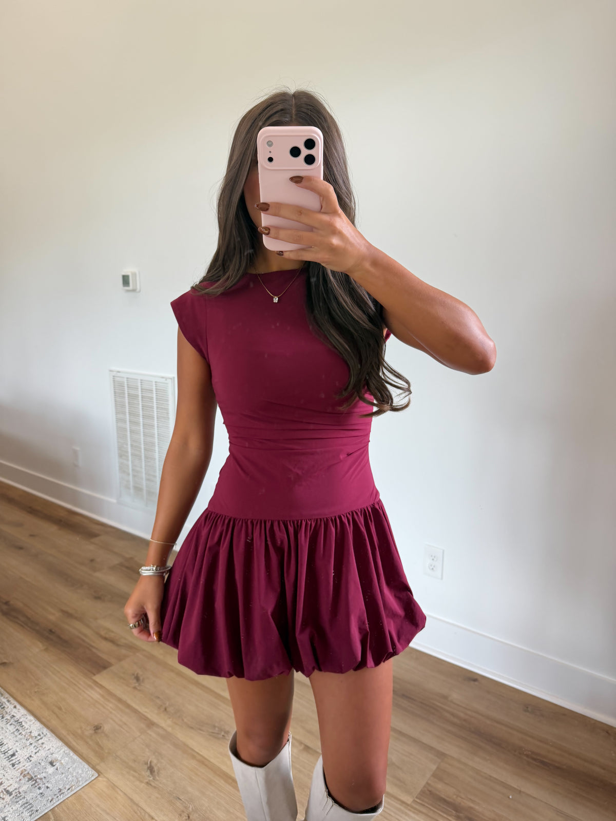 Burgundy Bubble Hem Mini