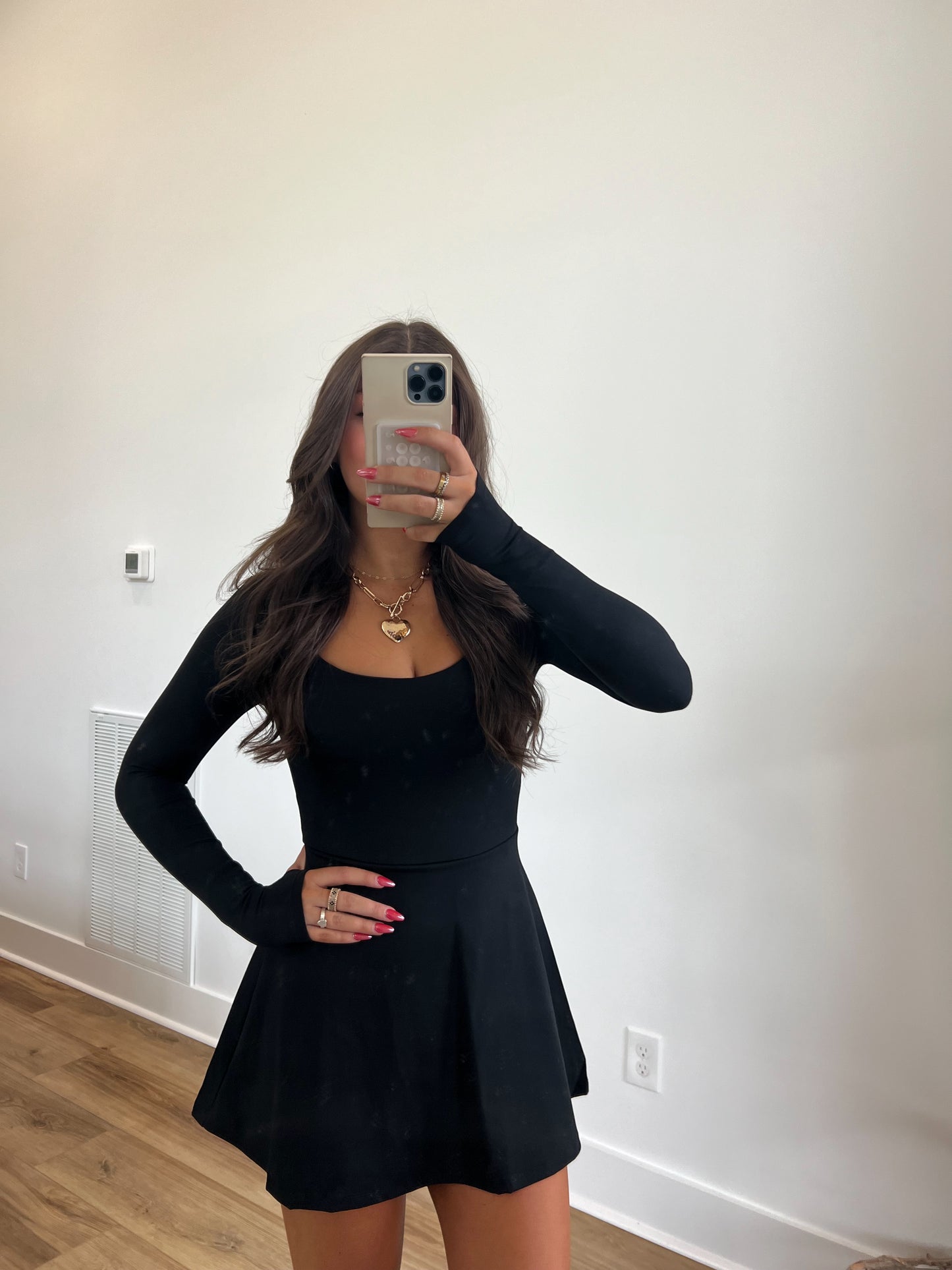 Black Scoop Neck Athletic Dress