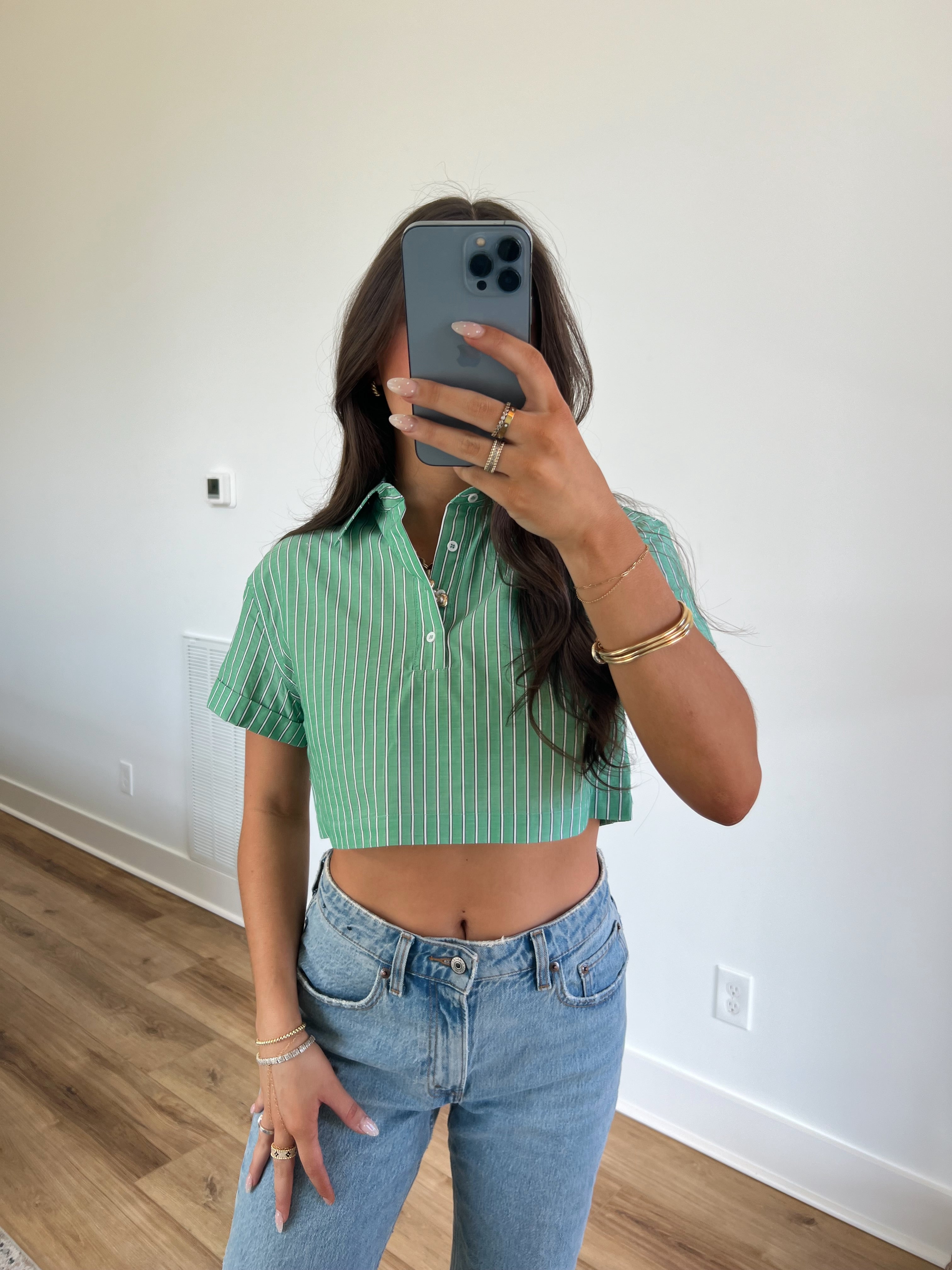 (Green) Bella Stripe Top
