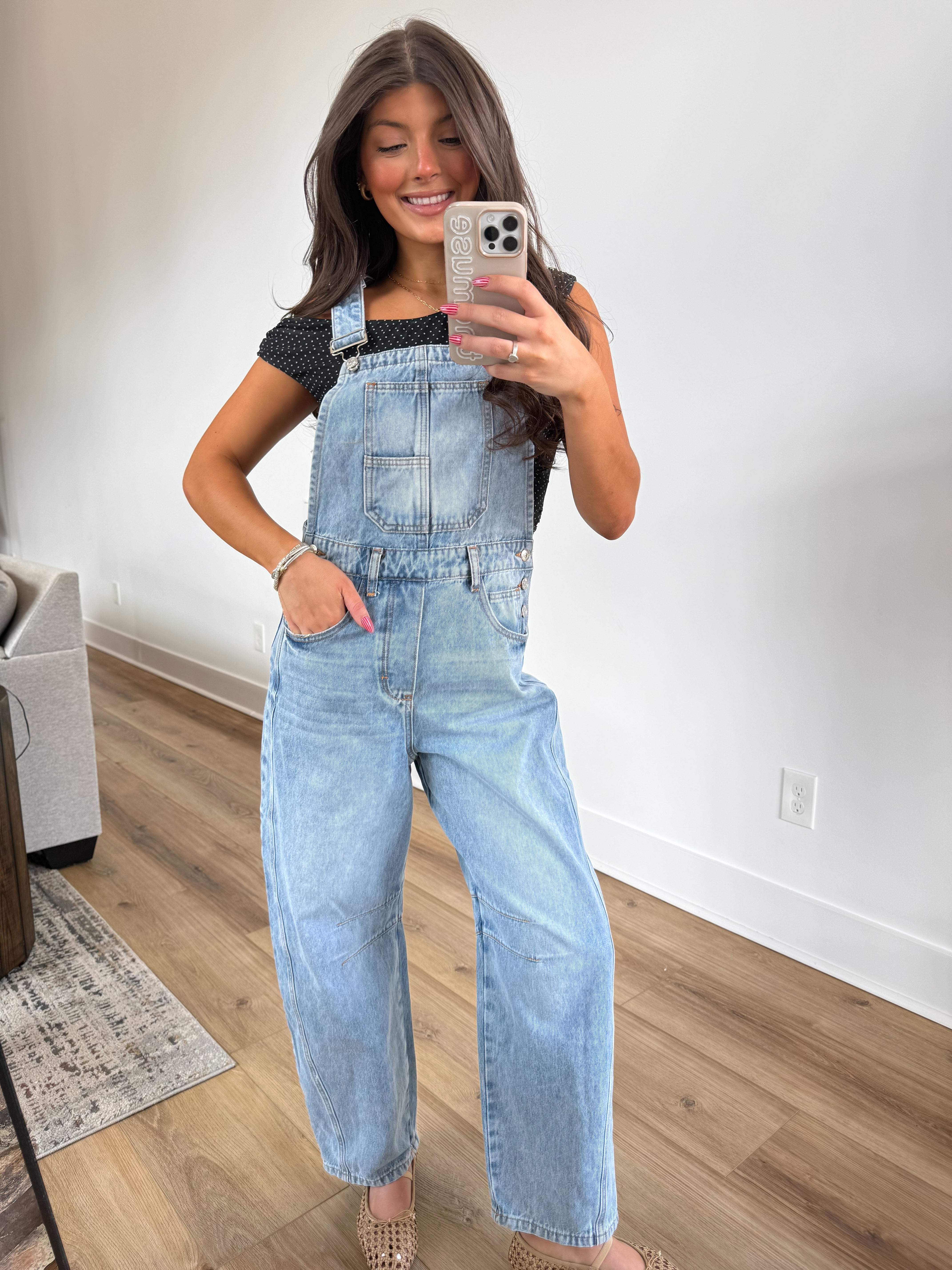 Light Wash Barrel Denim Overalls