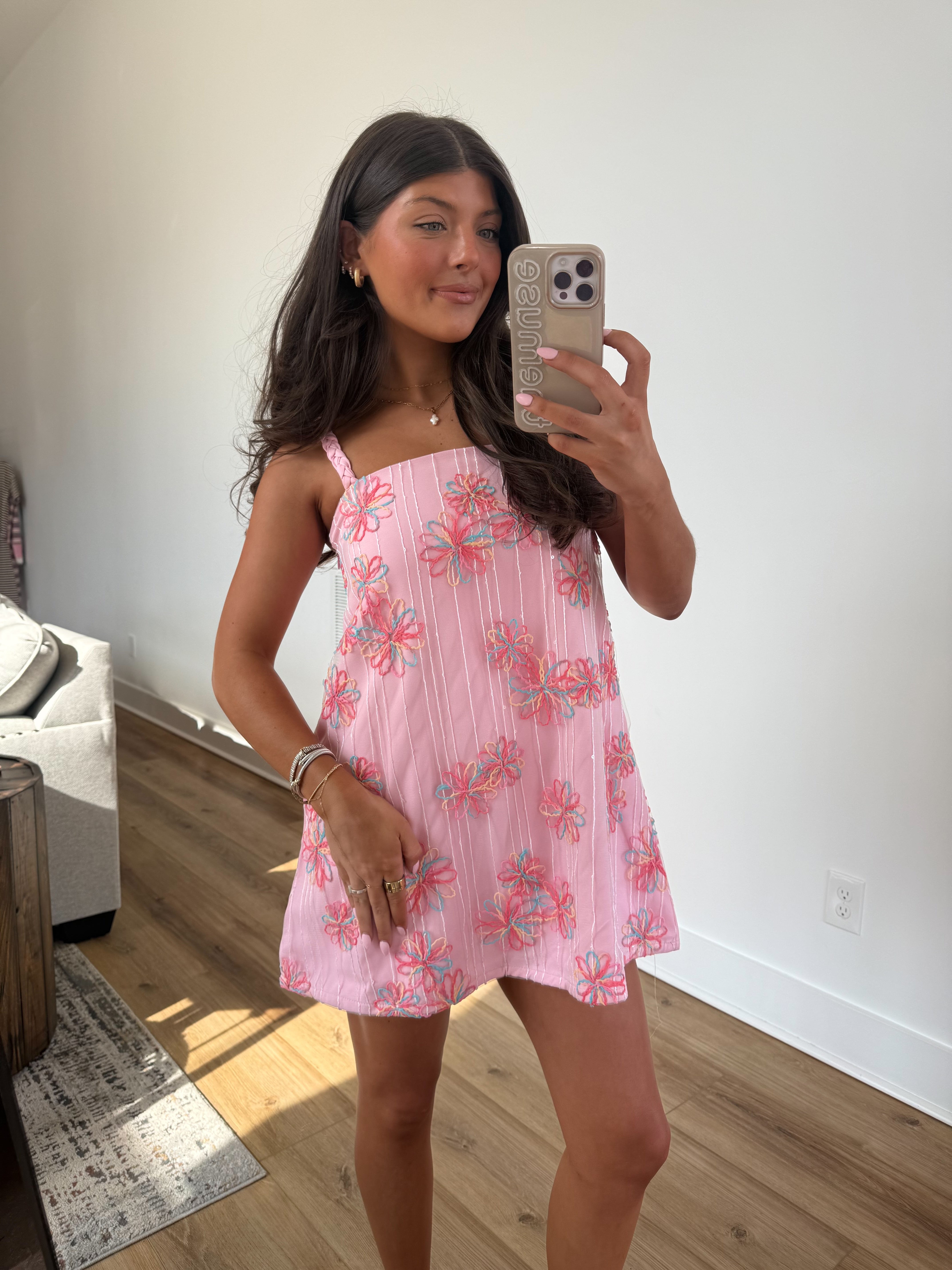 Spring Fling Babydoll Dress (Pink)