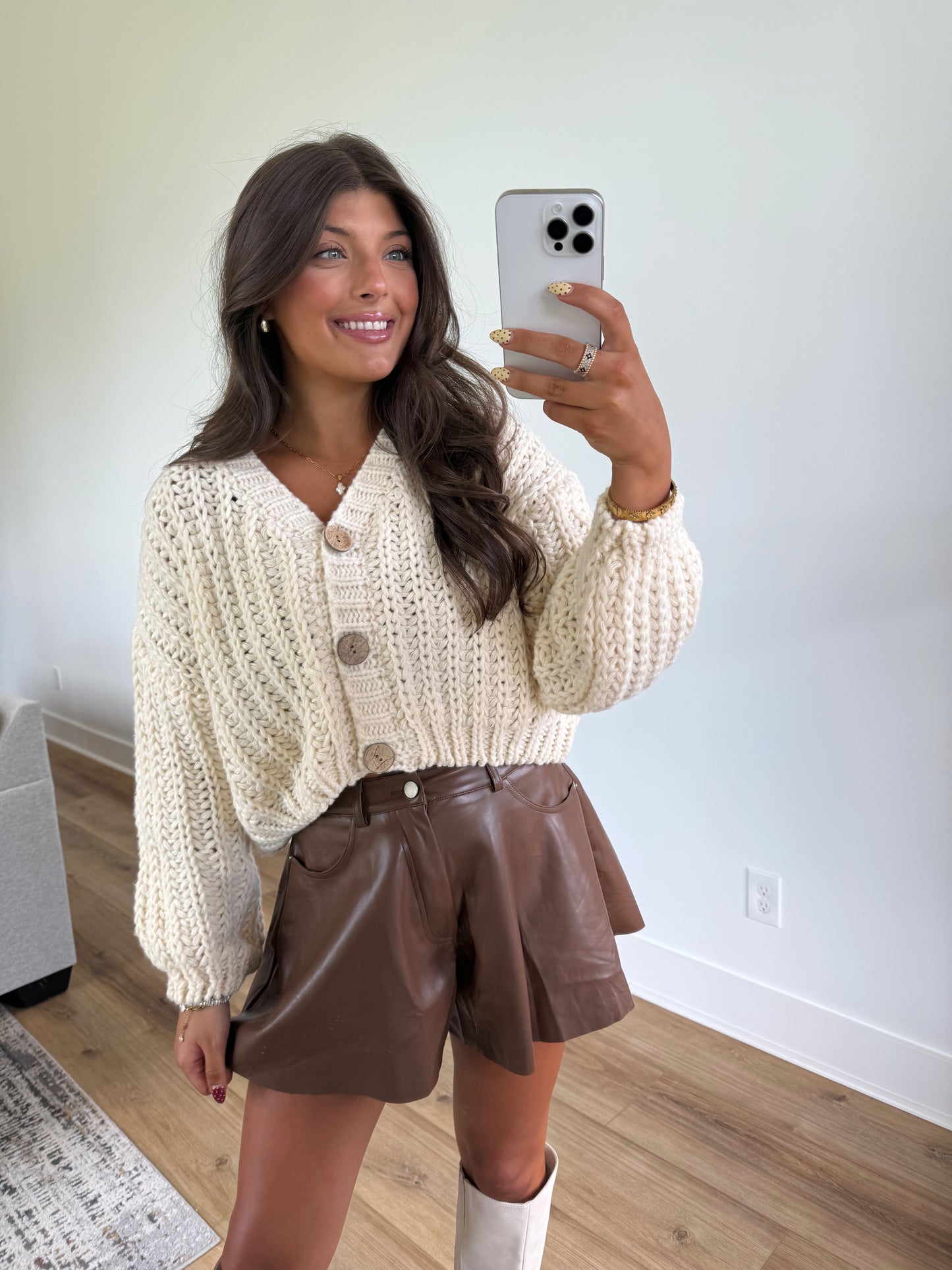 Brown Leather Flare Shorts (PRE-ORDER (1-2 weeks)/ Restock)