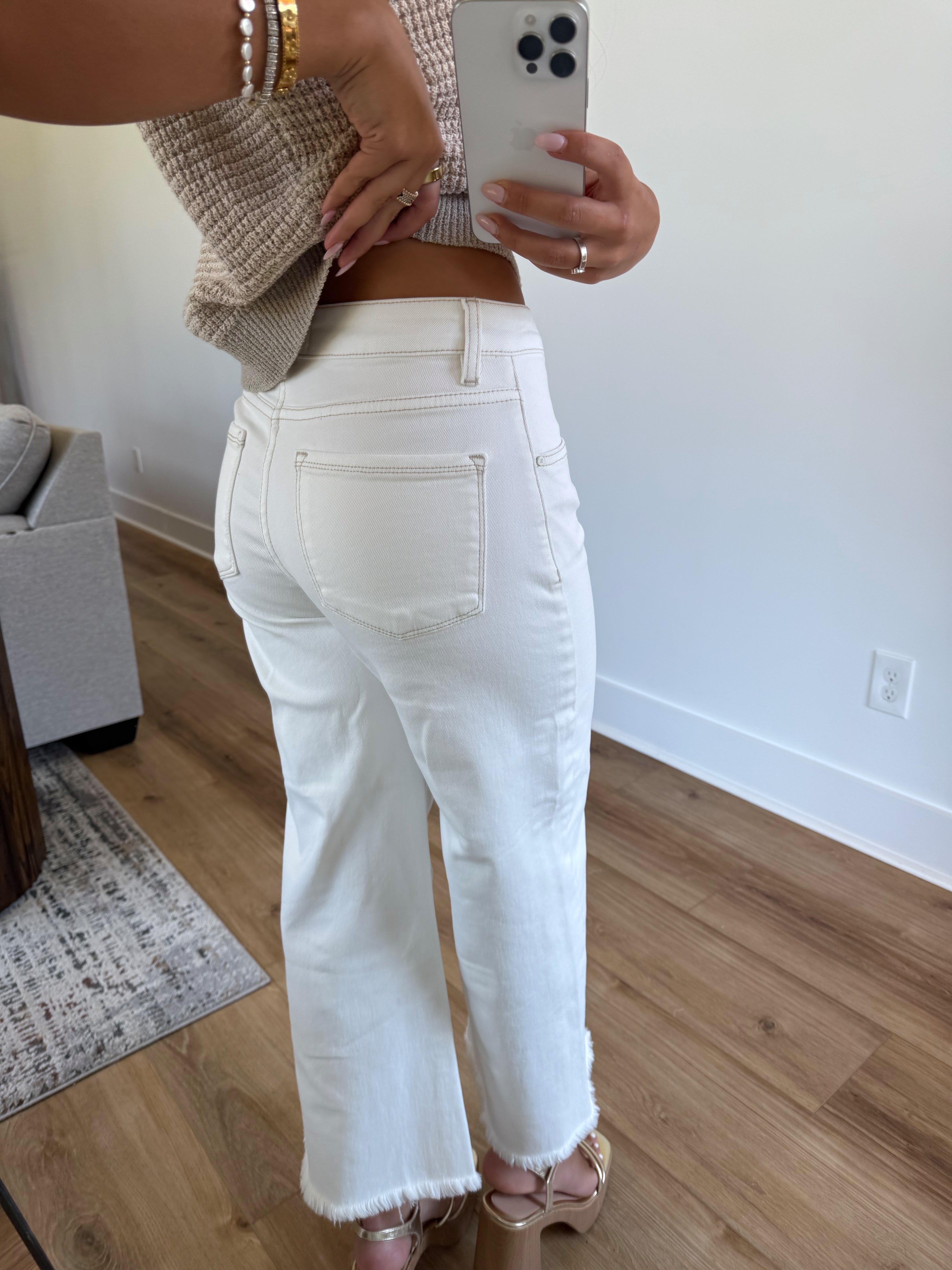 High Rise Crop Wide Pants