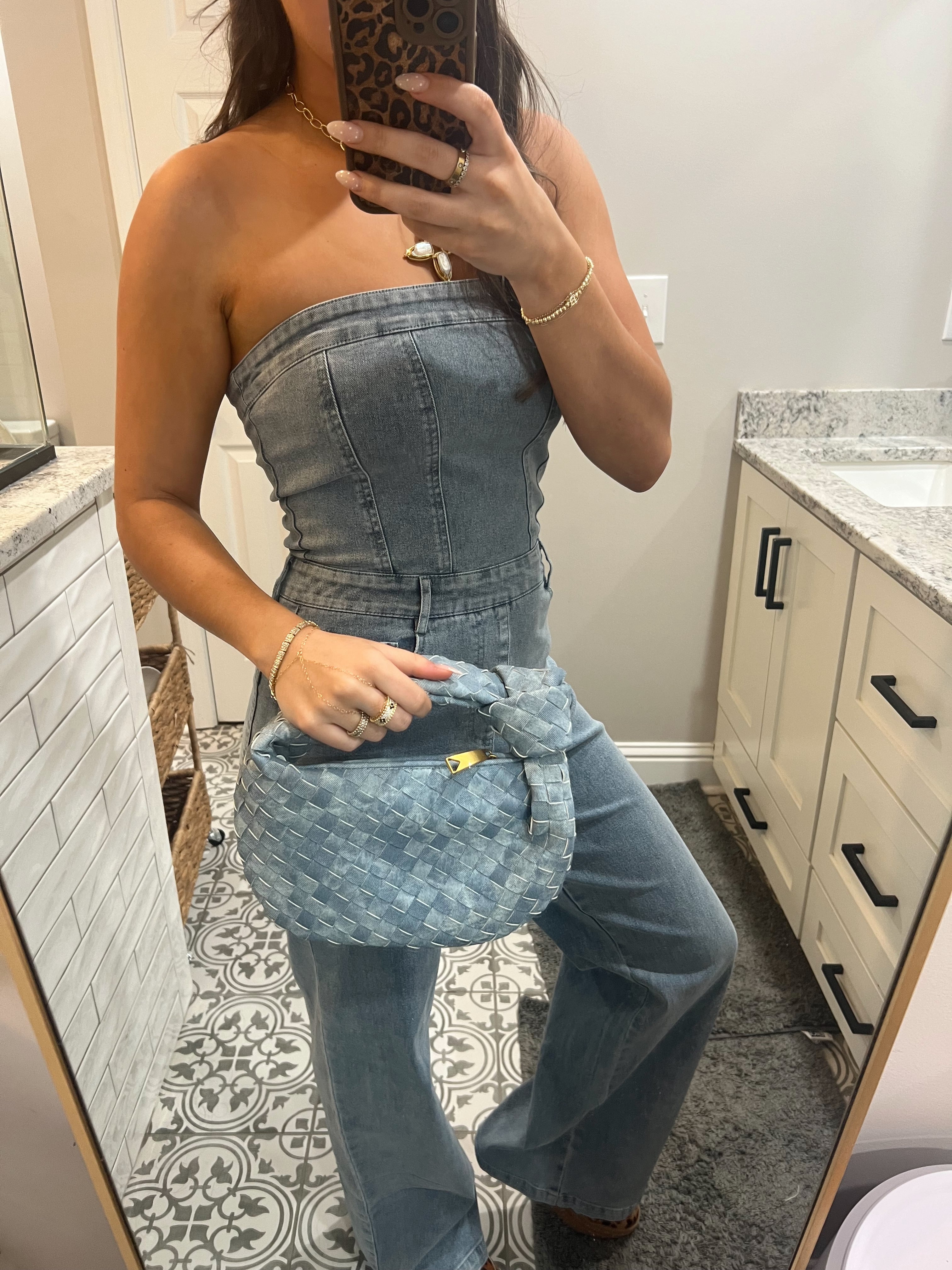 Light Denim Woven Bag