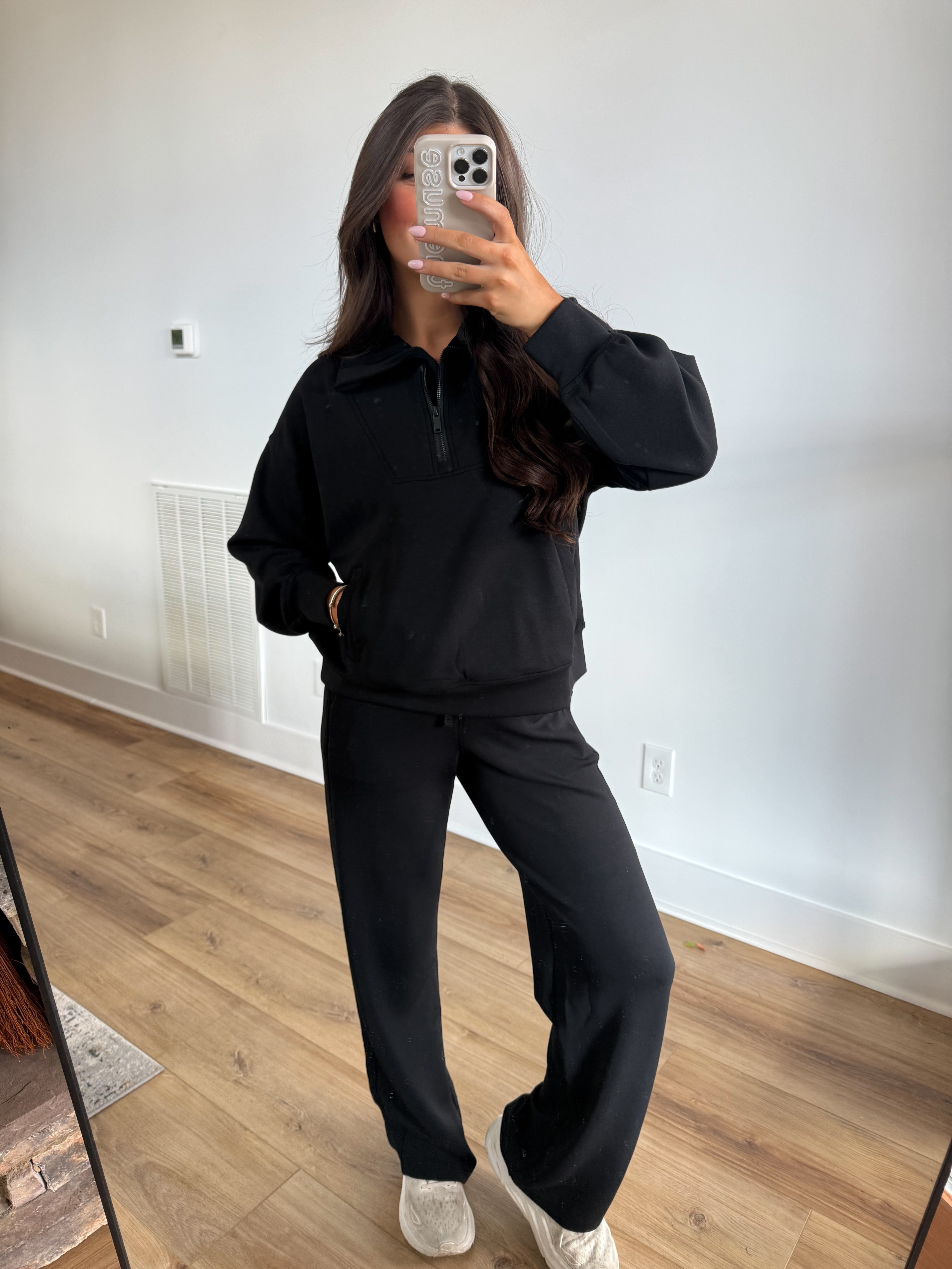 Butter Luxe Lounge Quarter Zip Set (Black)