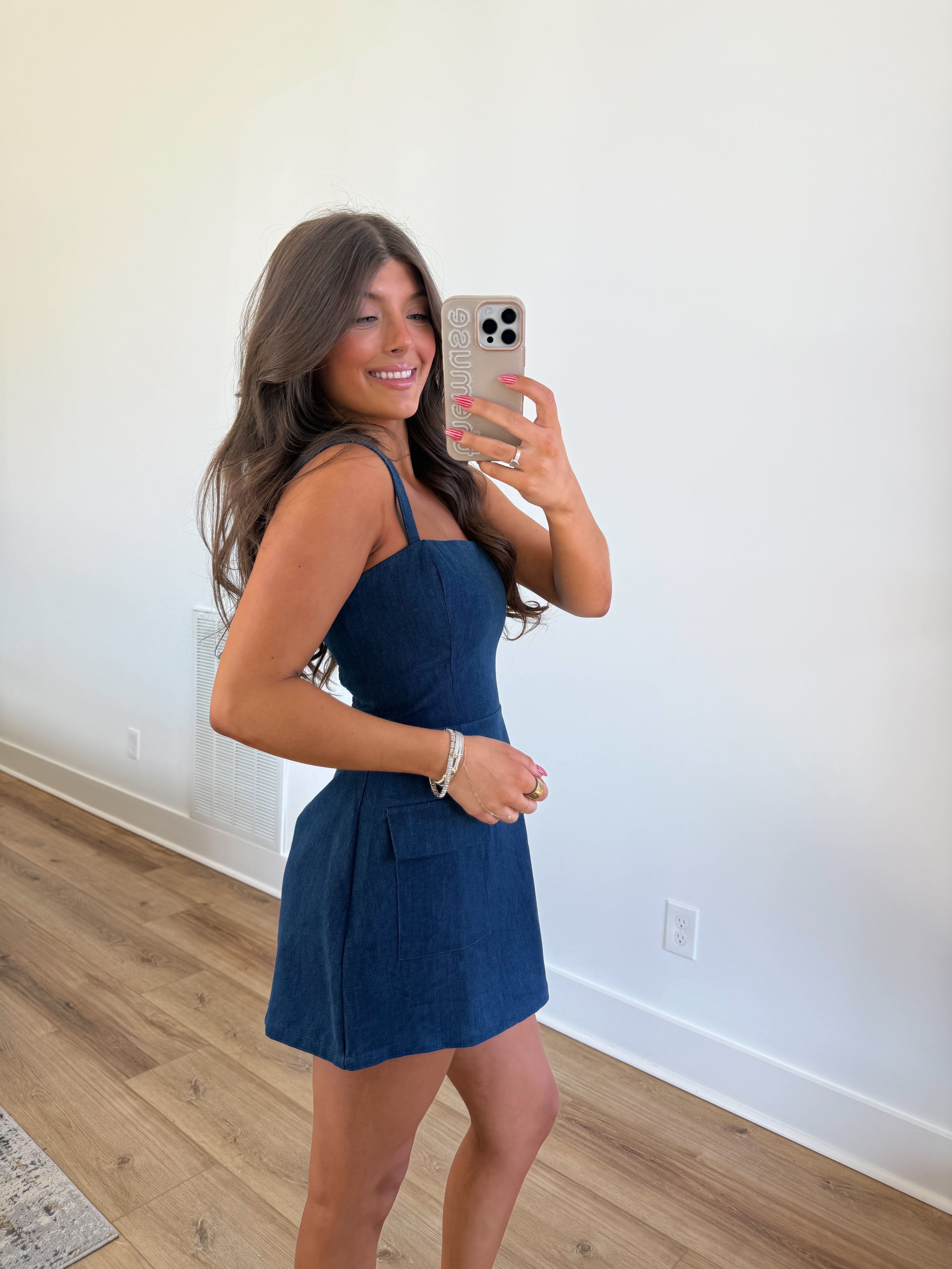 Denim Mini Dress (Dark Wash)