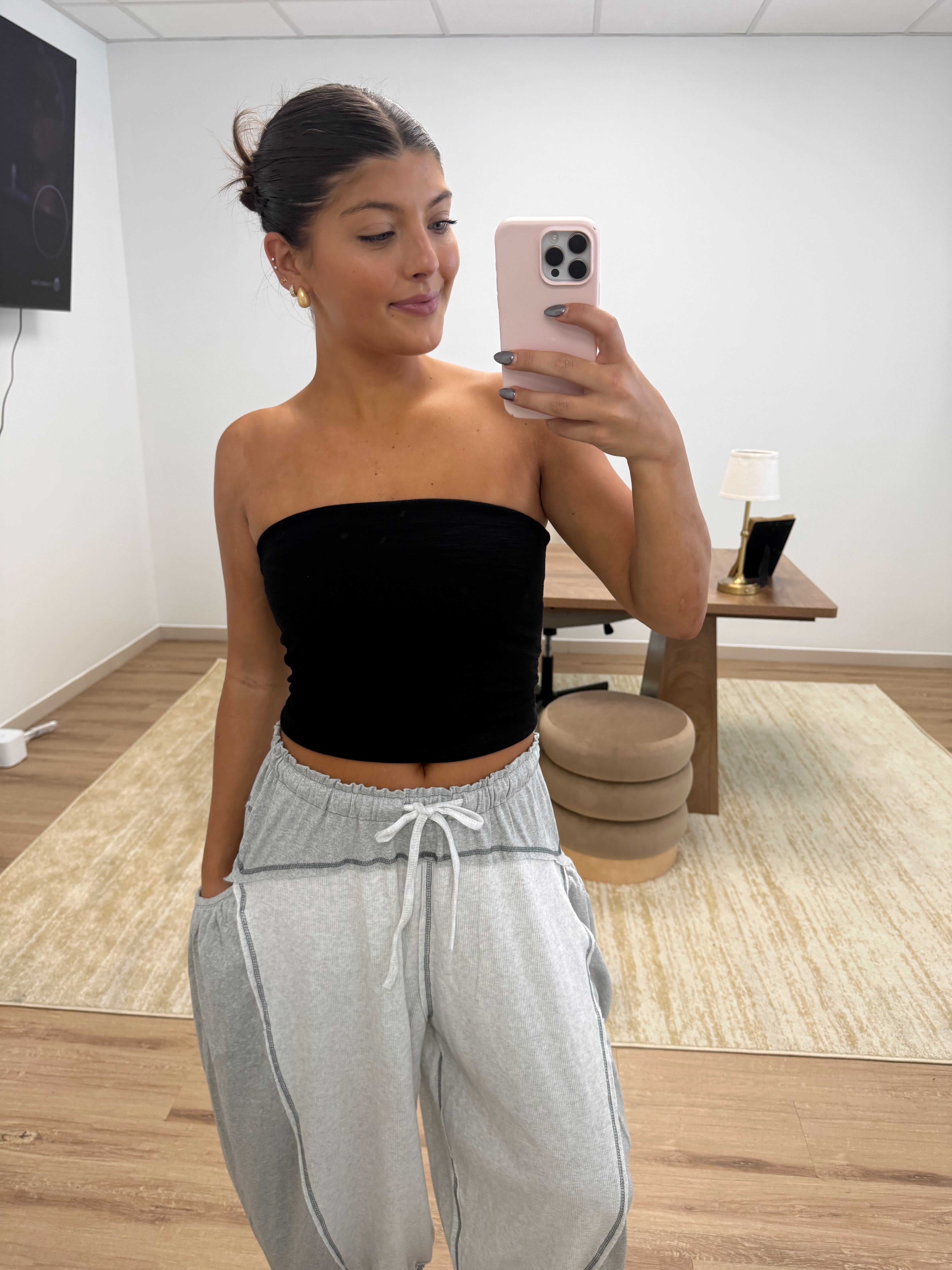 Black Scrunch Tube Top