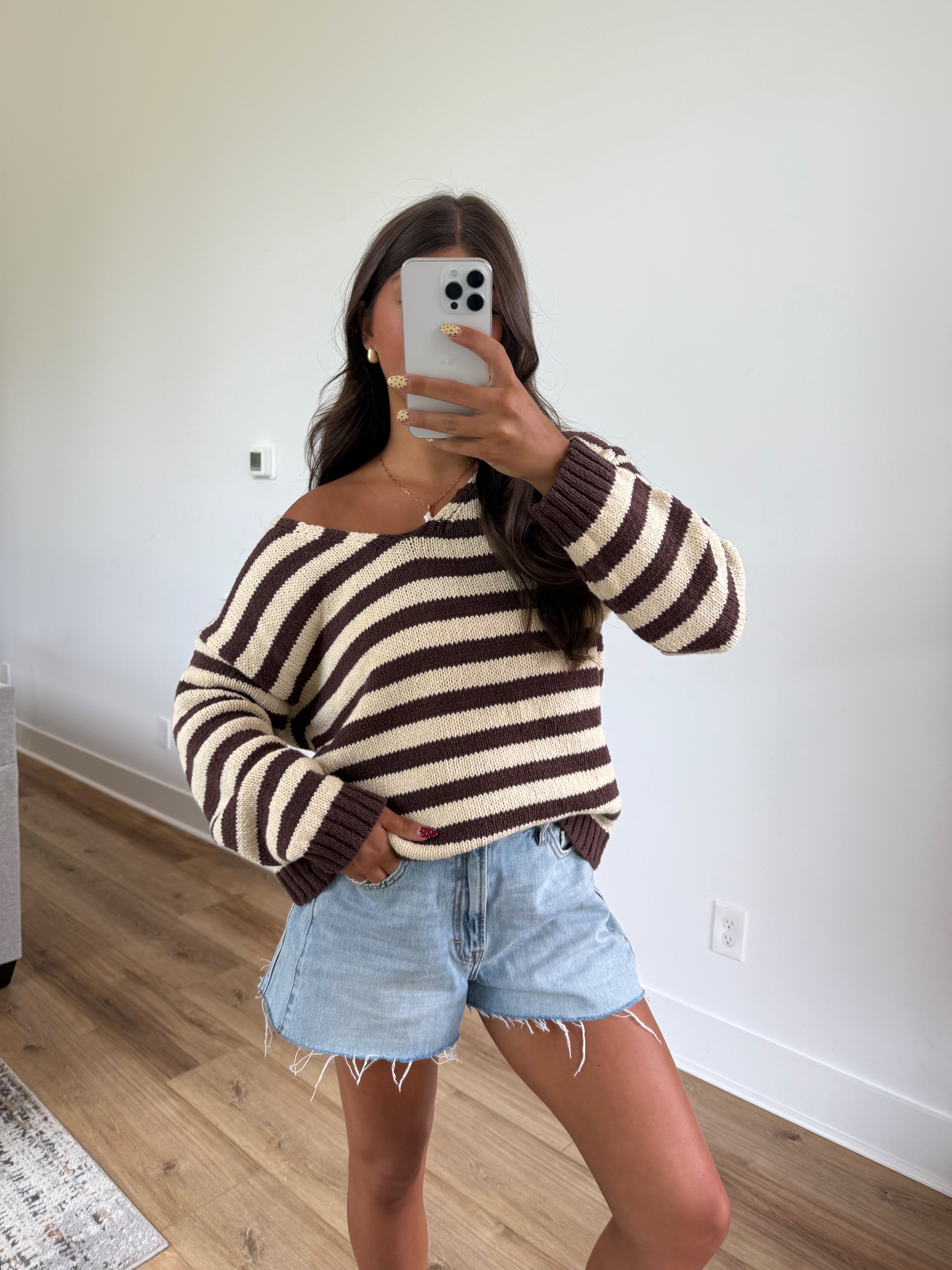 Dallas Stripe Sweater (Brown/White)