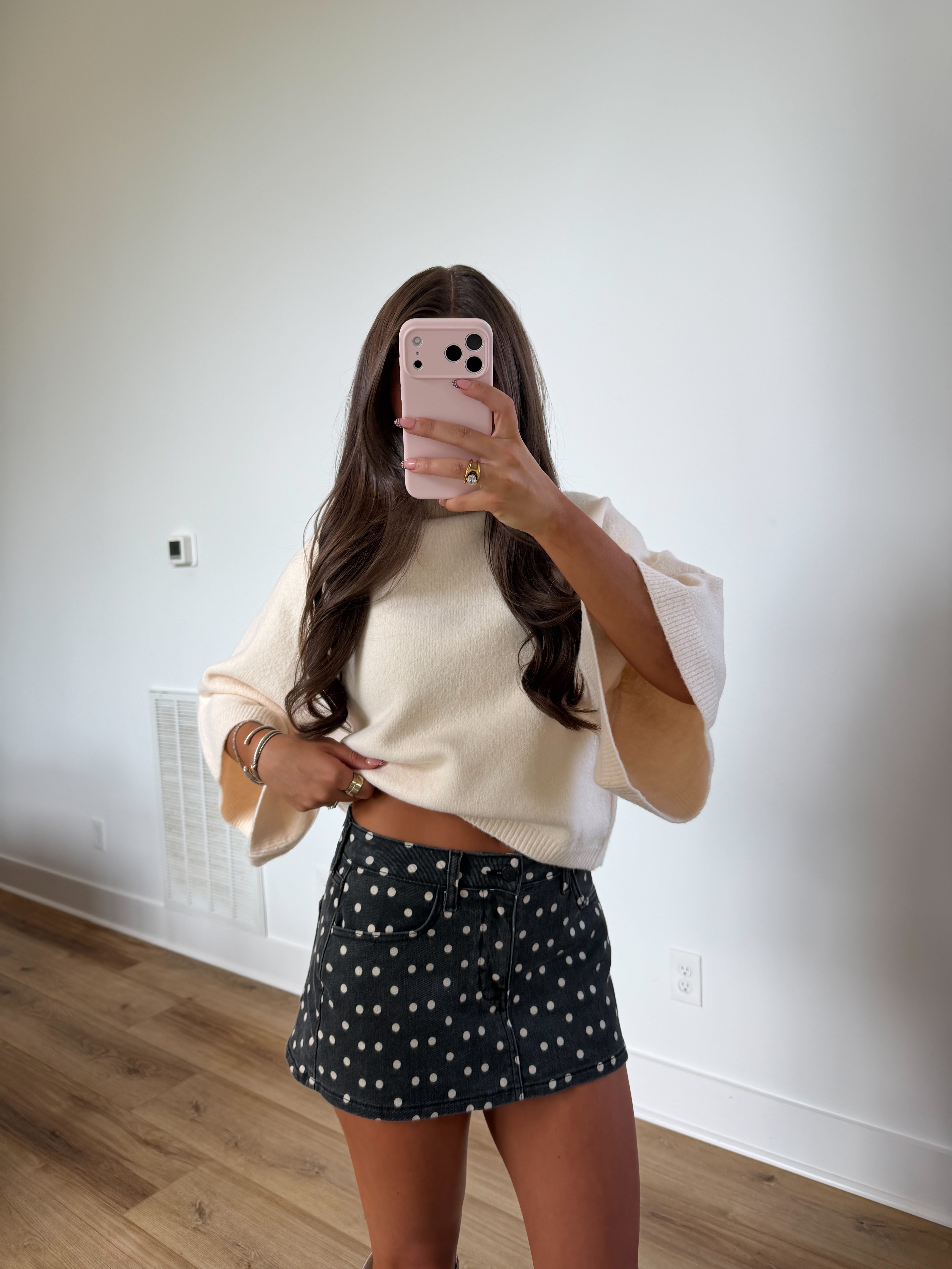 Denim Polka Dot Skort