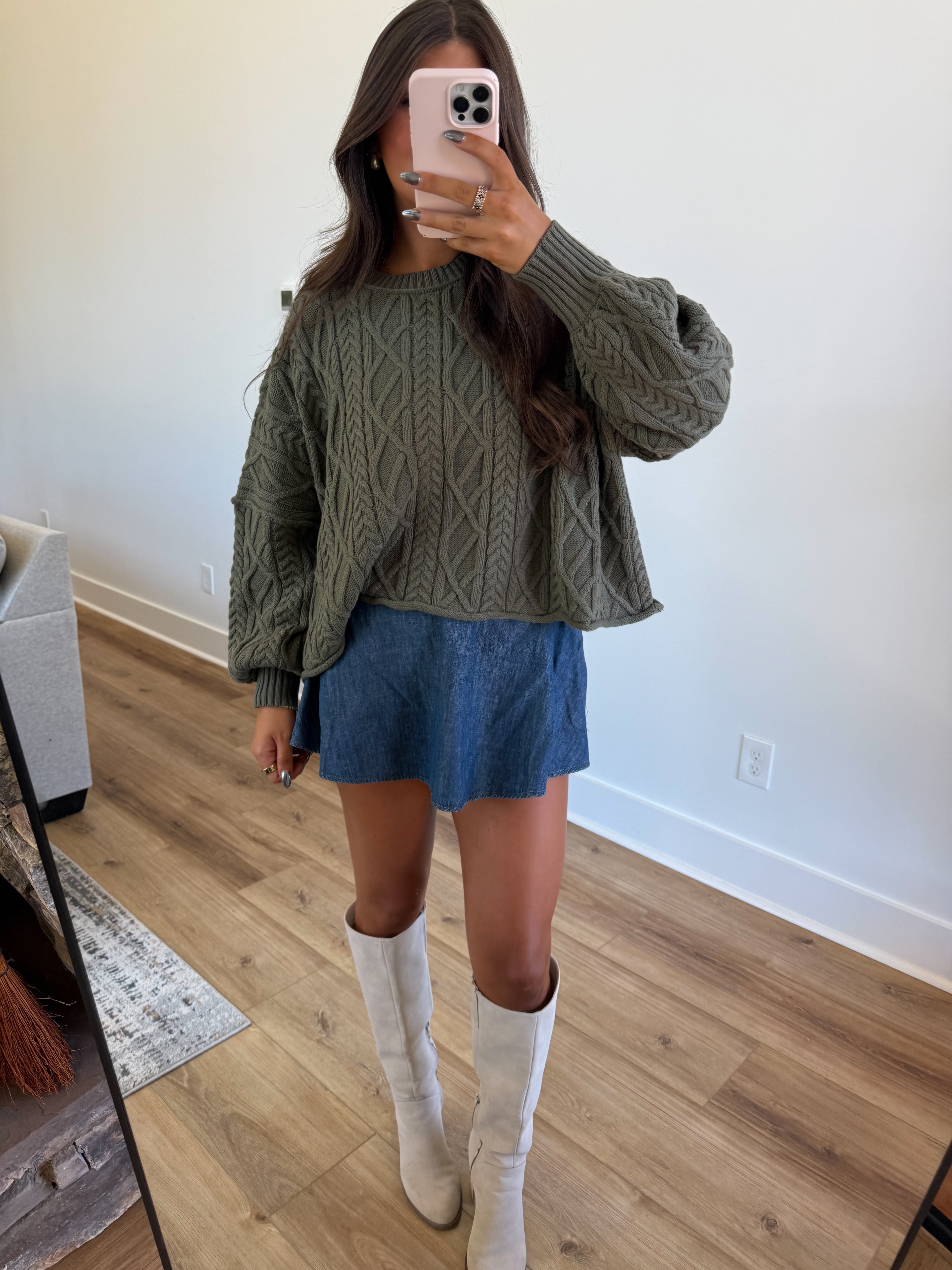 The Smocked Denim Skort