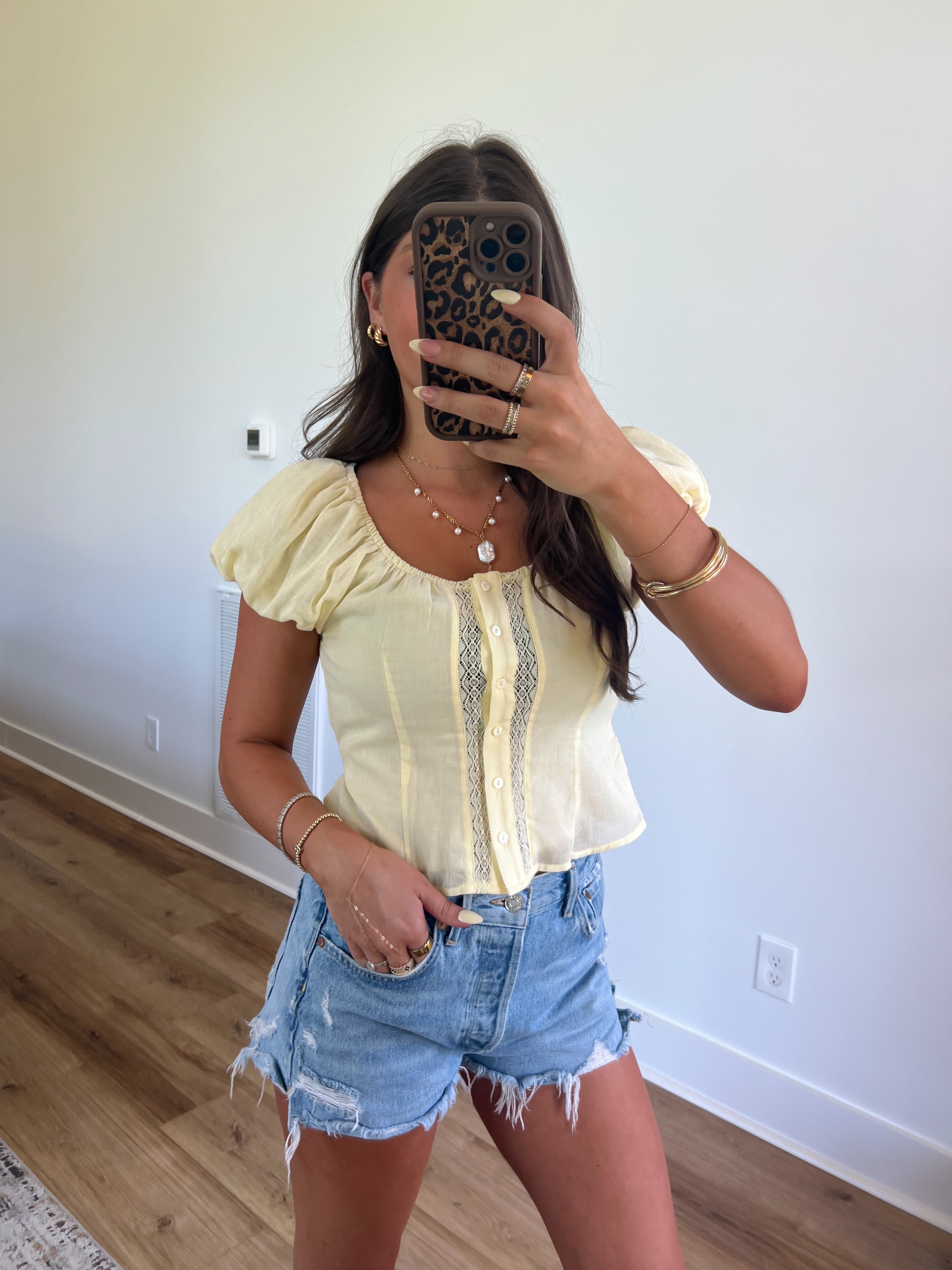 Sunshine Lace Trim Blouse