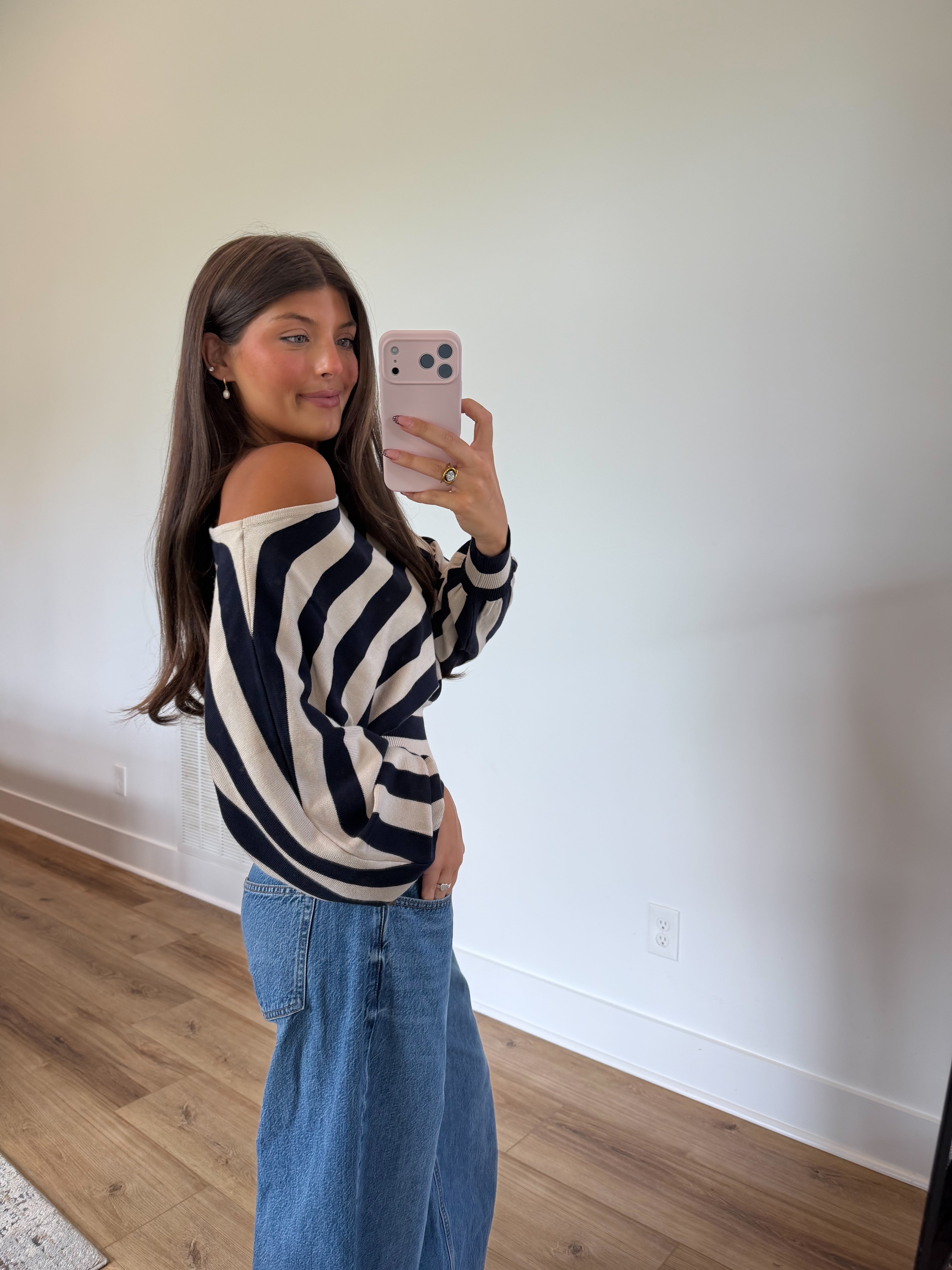 Espresso Stripe Slouch Sweater