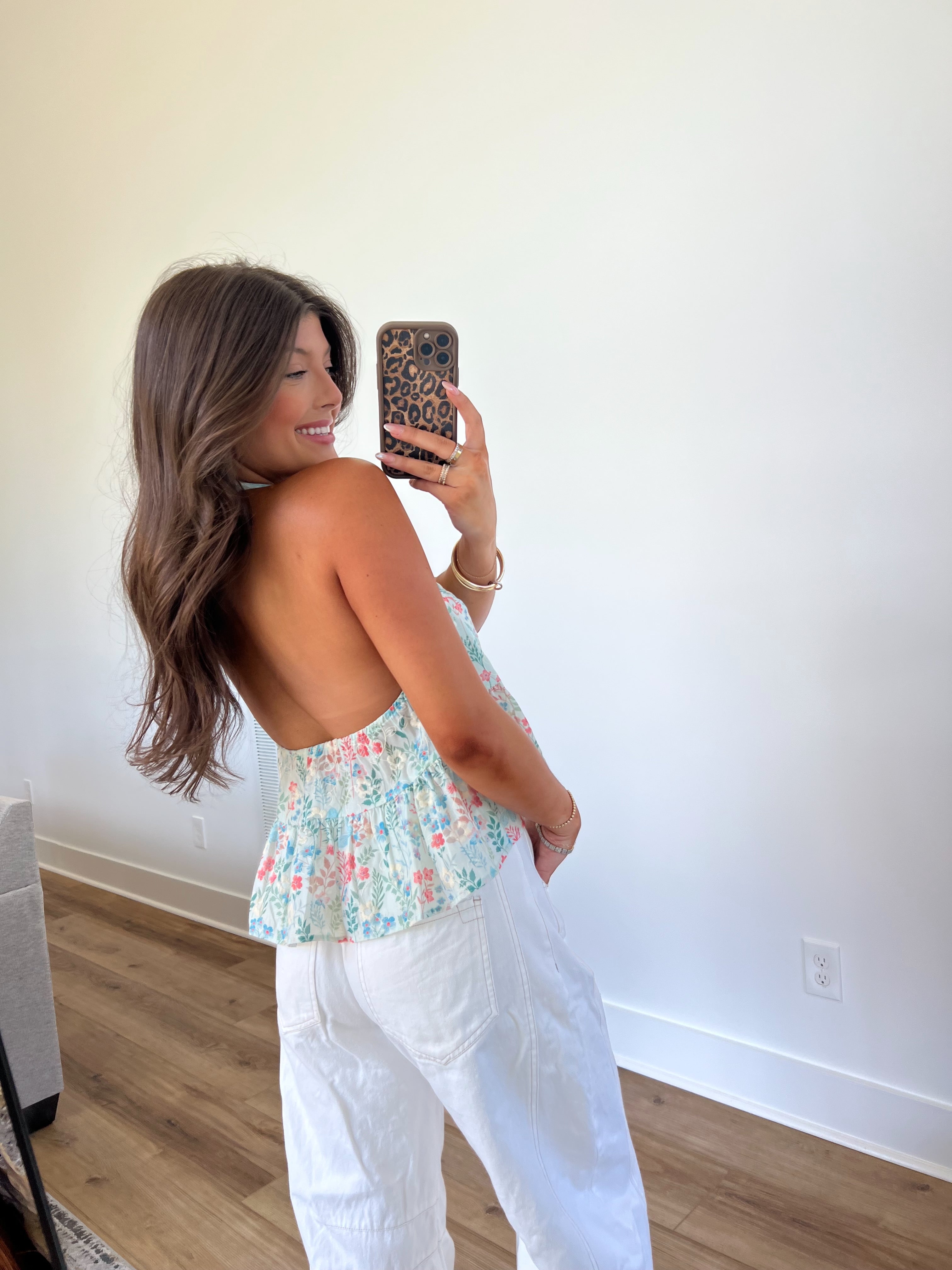 (Blue) Watercolor Bloom Halter Top