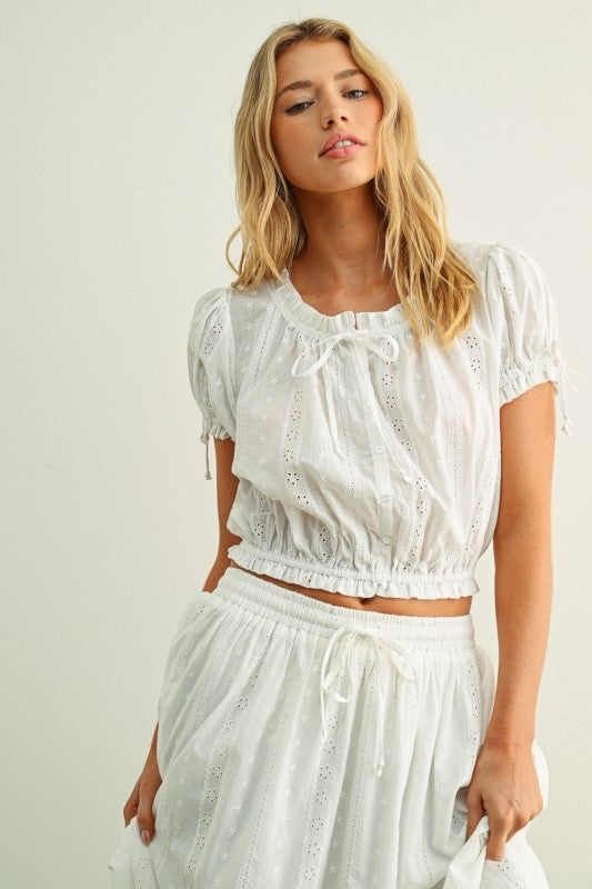 Sweet Eyelet Skirt Set