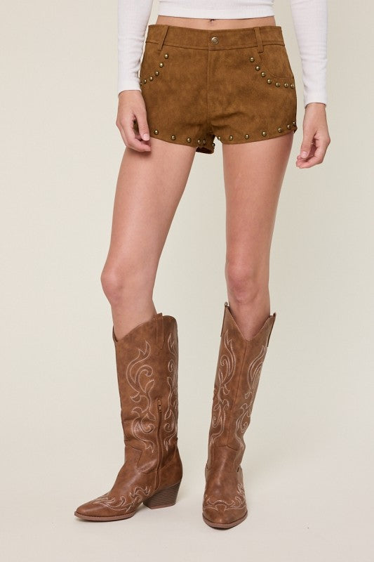 Leather Suede Micro Shorts