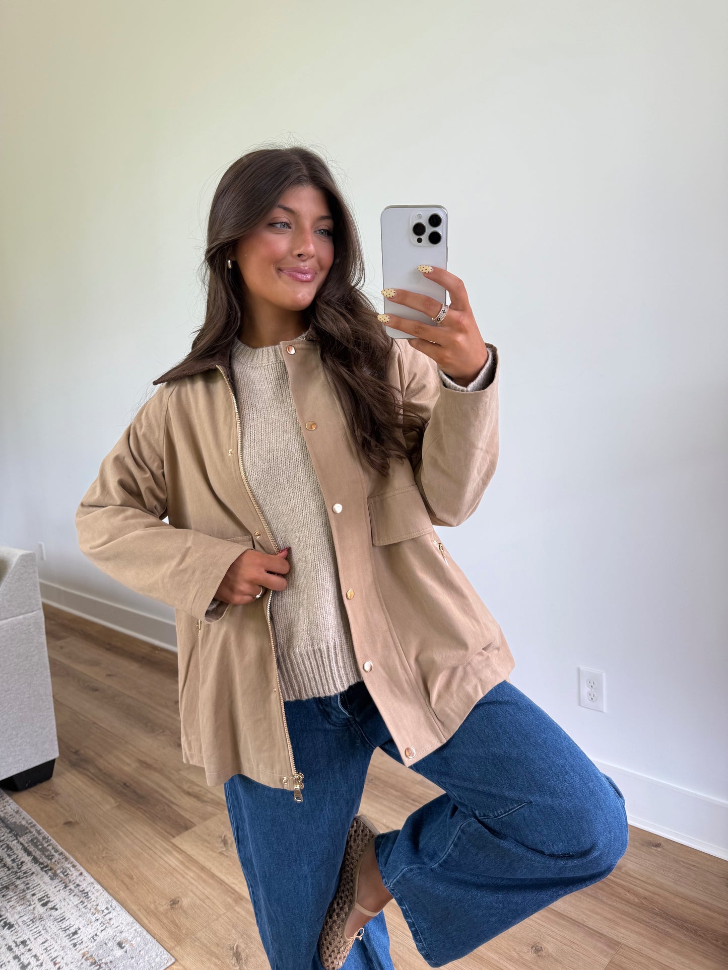 Beige Barn Jacket (Plaid Inside)