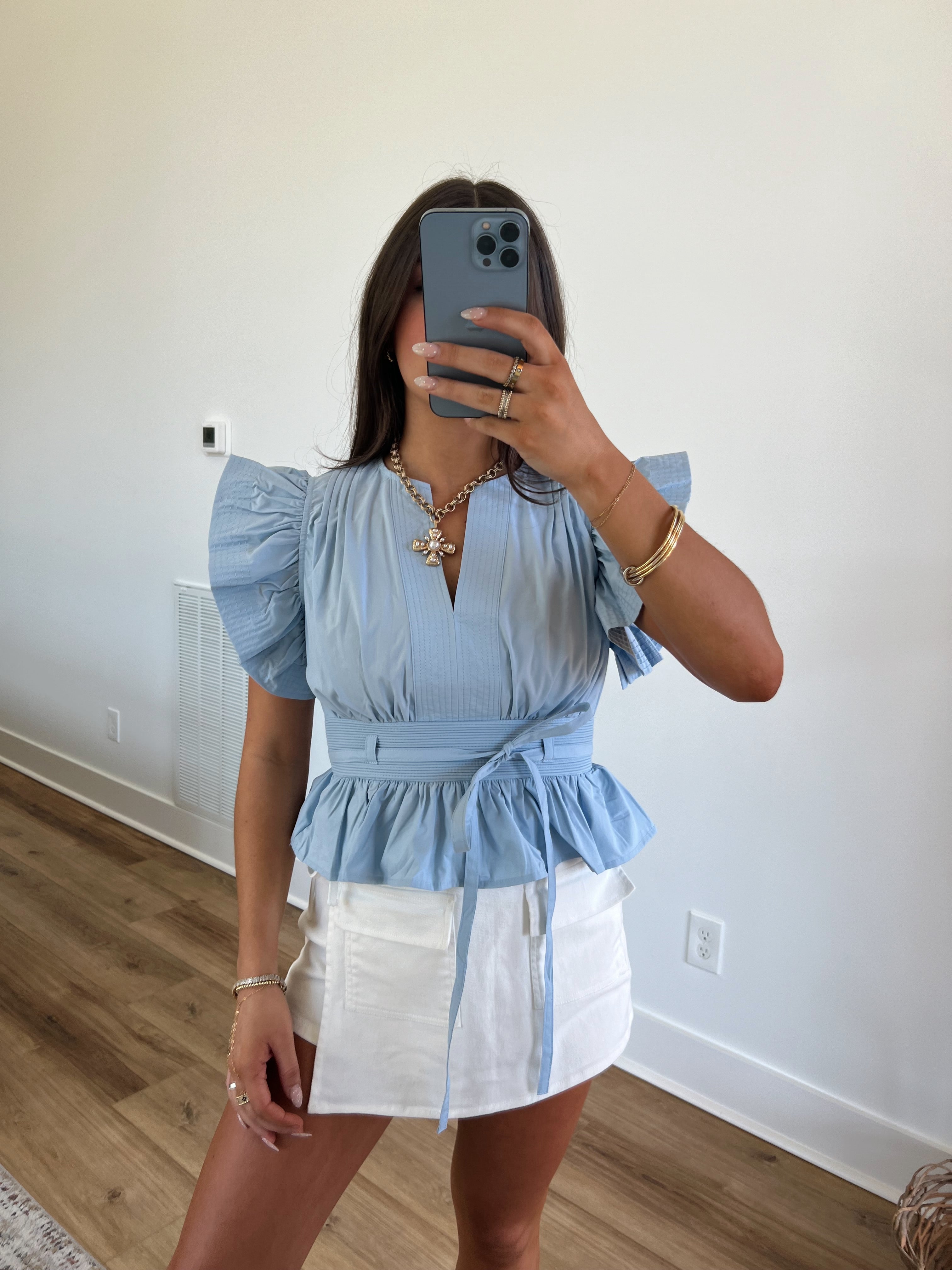 Baby Blue Prosecco Tie Top