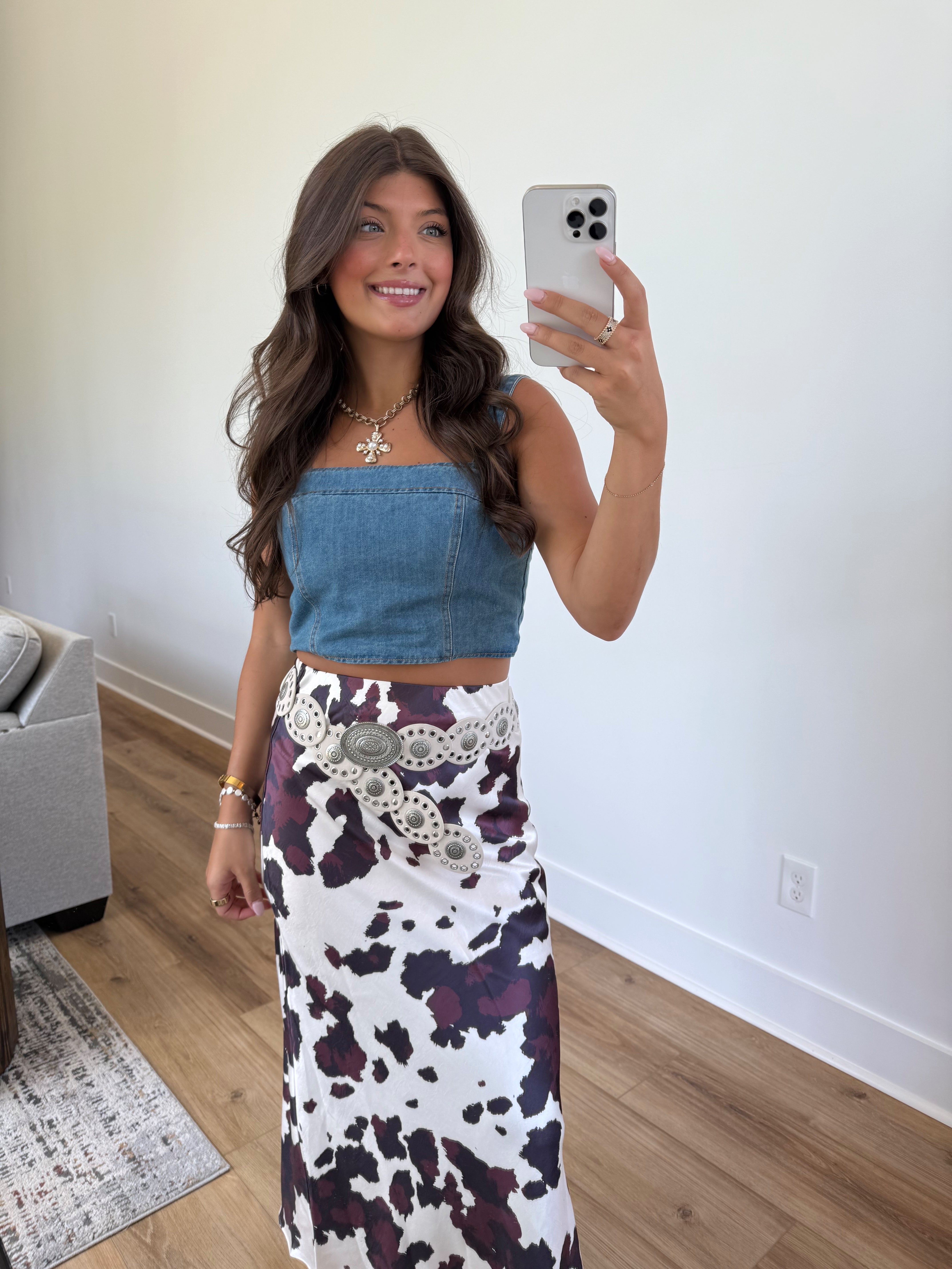 Denim Square Neck Top