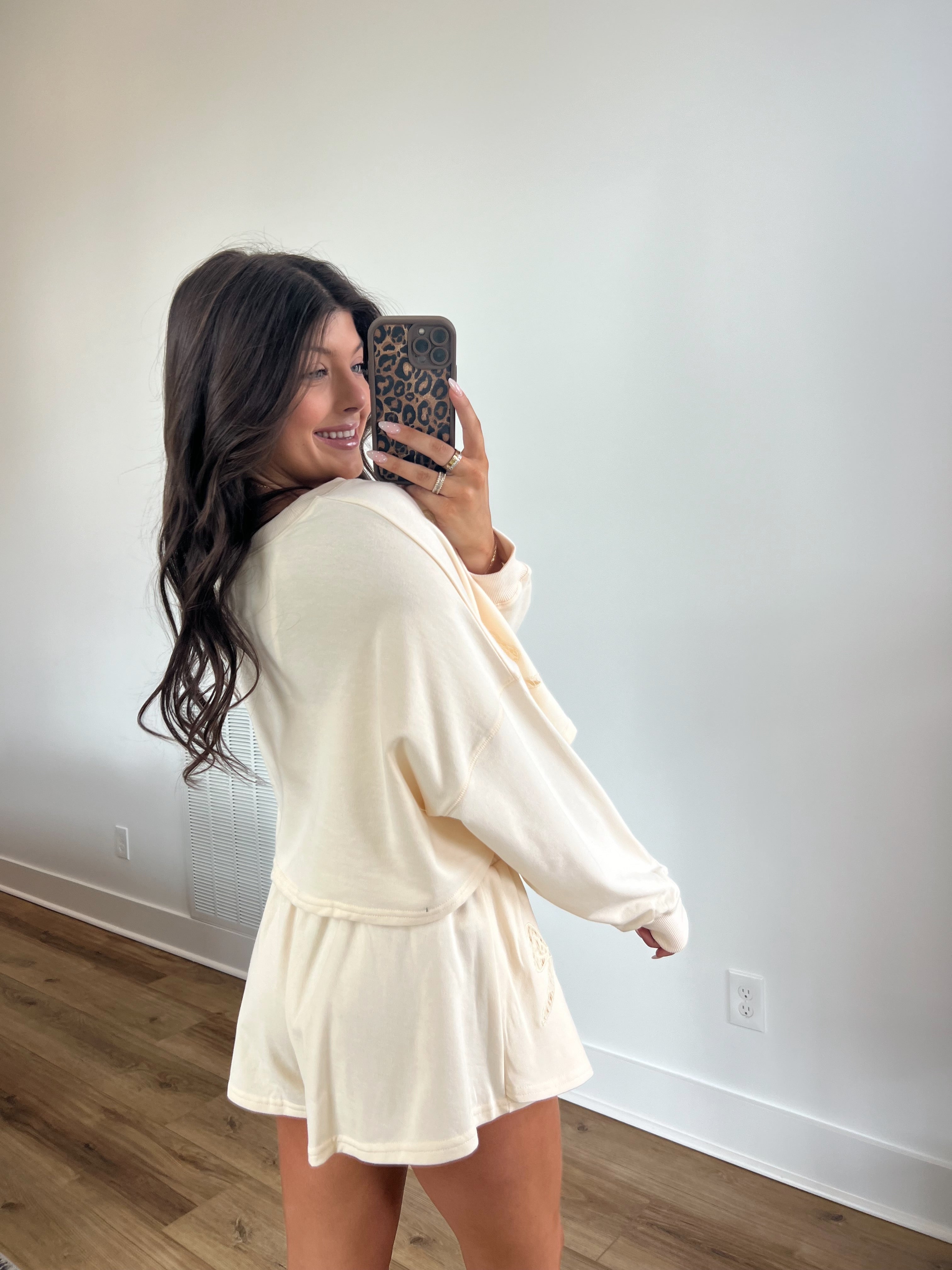 Cream Lace Bow Skort Set