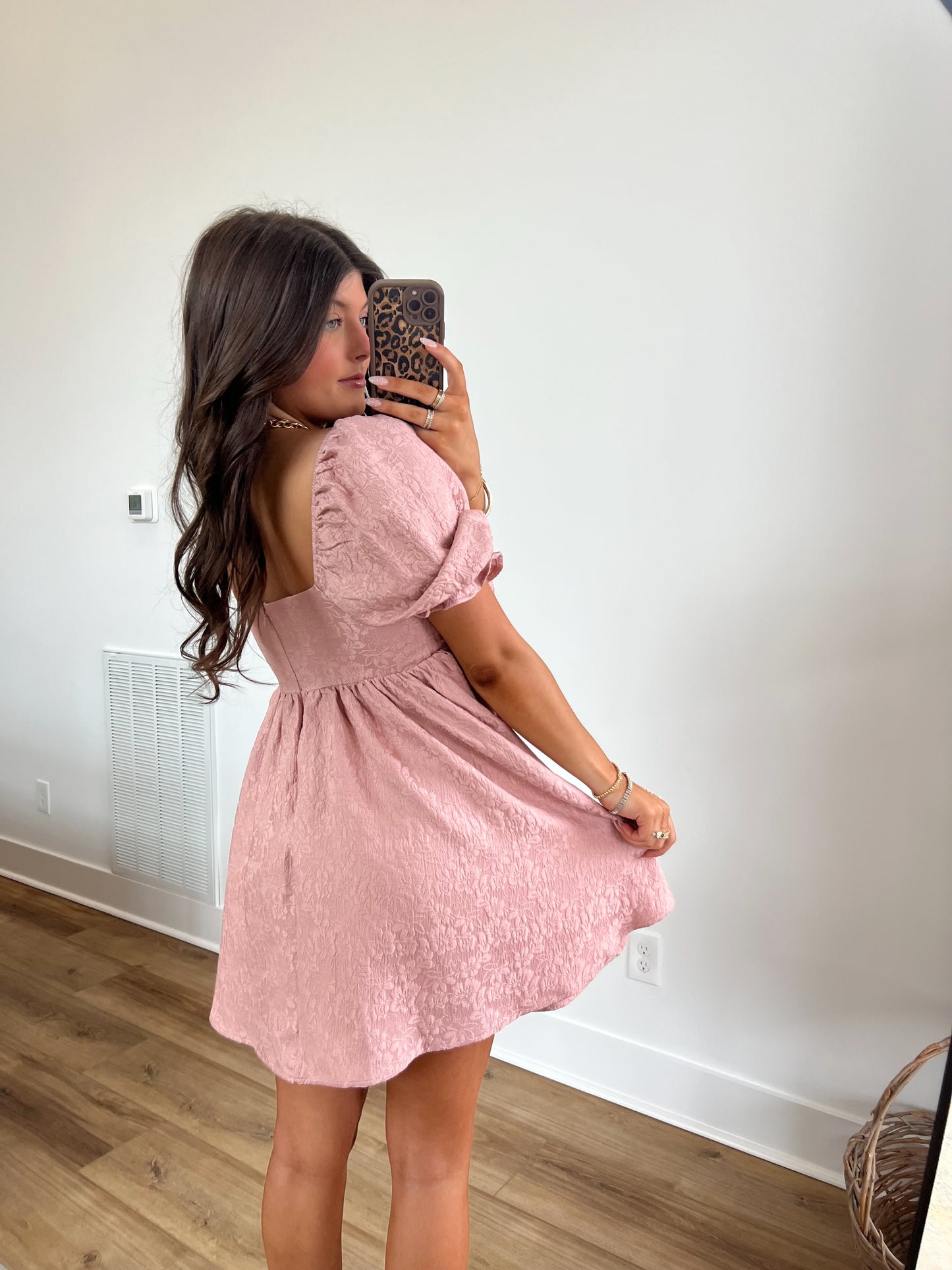 Dusty Pink Baby Doll Bow Dress