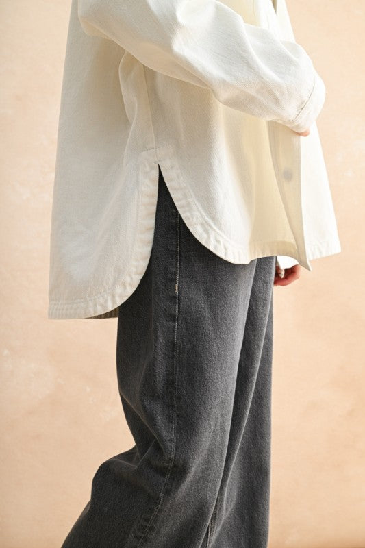 White Denim Shacket