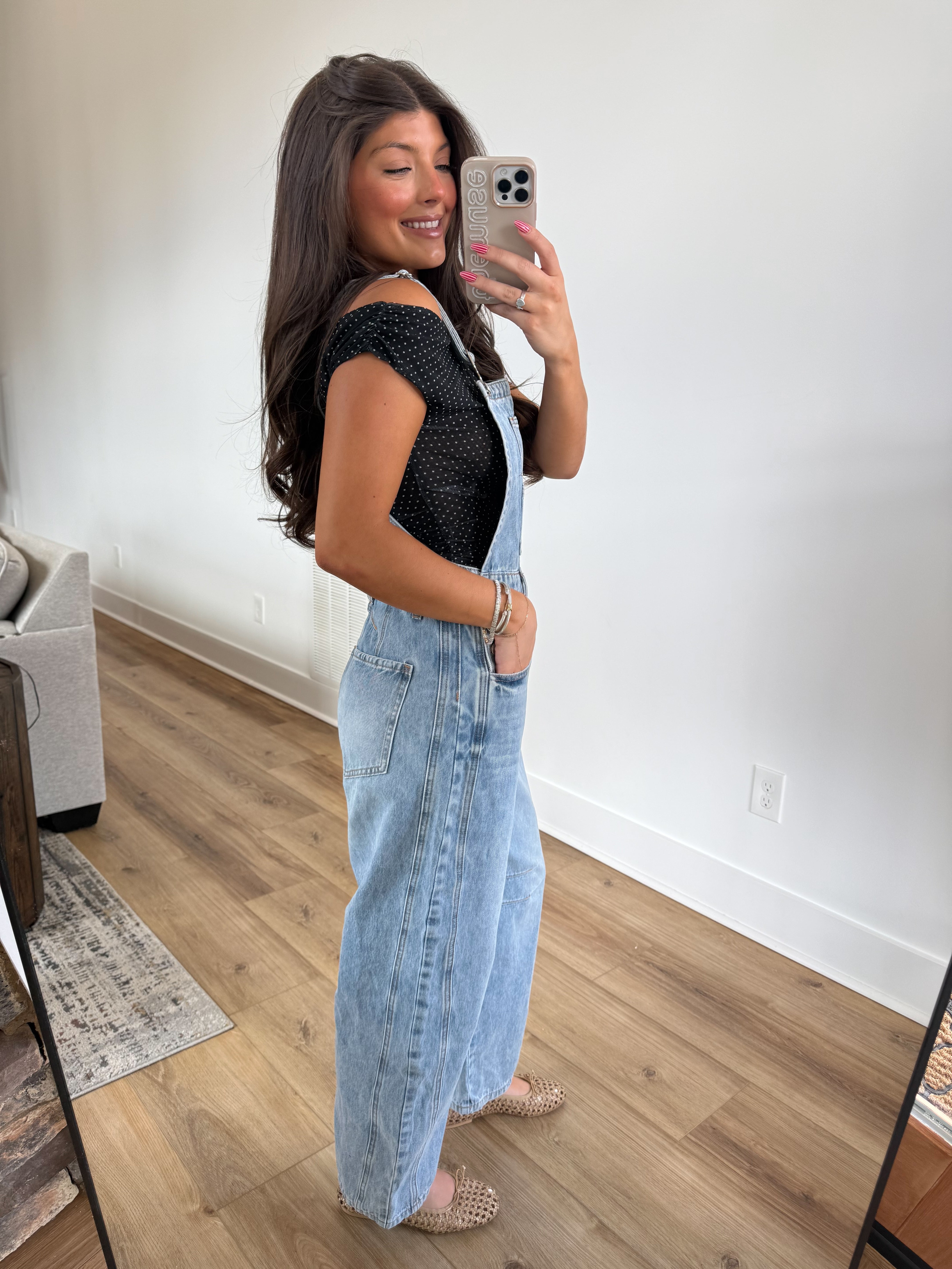 Light Wash Barrel Denim Overalls