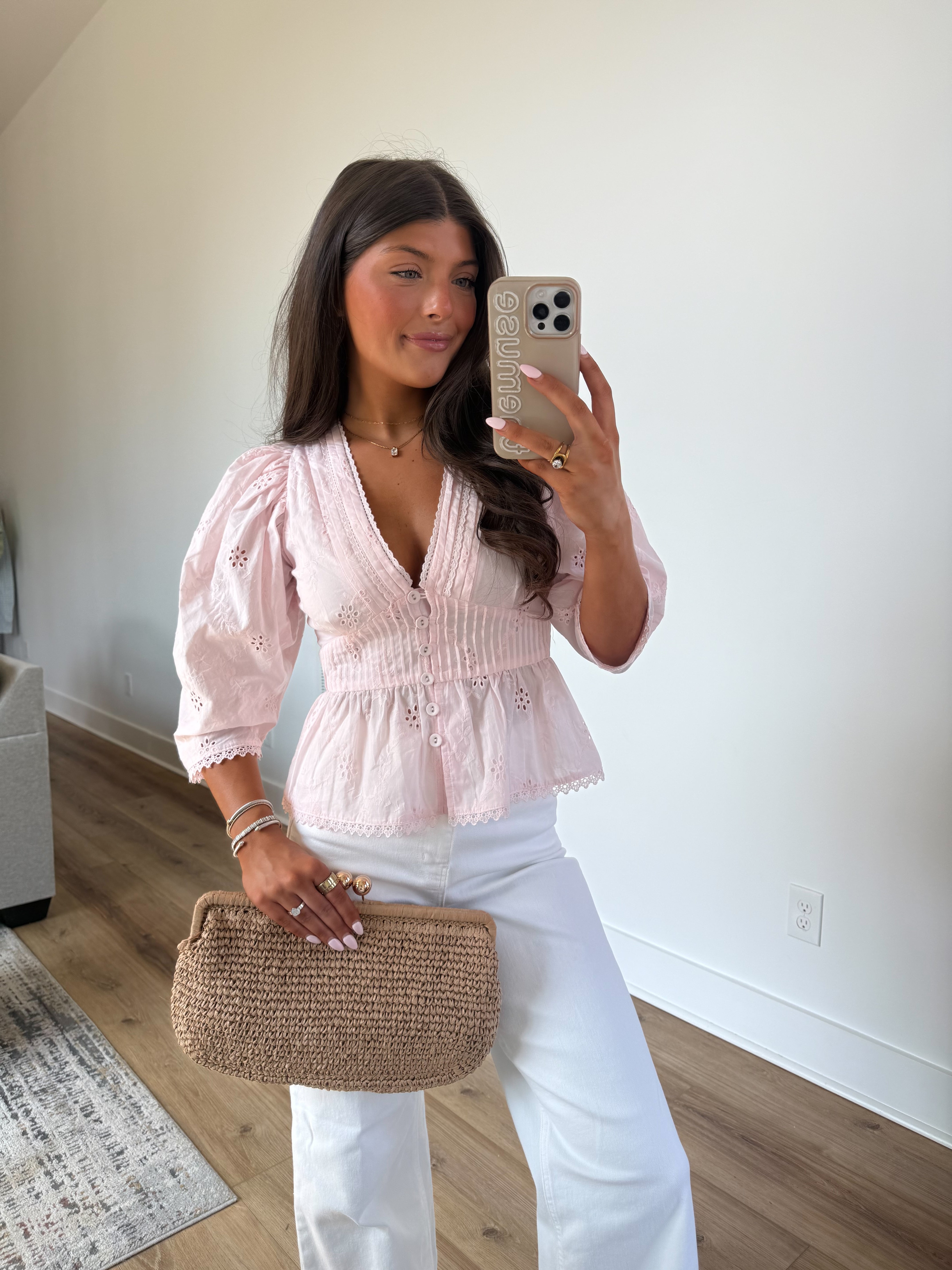 Kyndall Eyelet Top (Pink)
