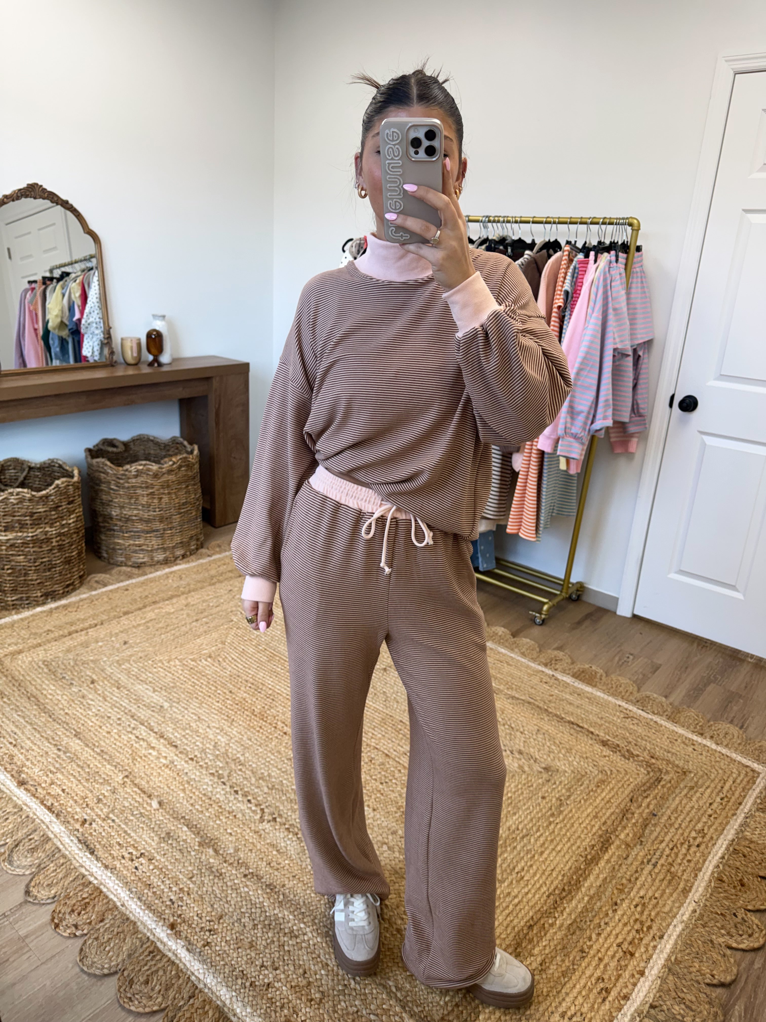 Latte Stripe Lounge Set