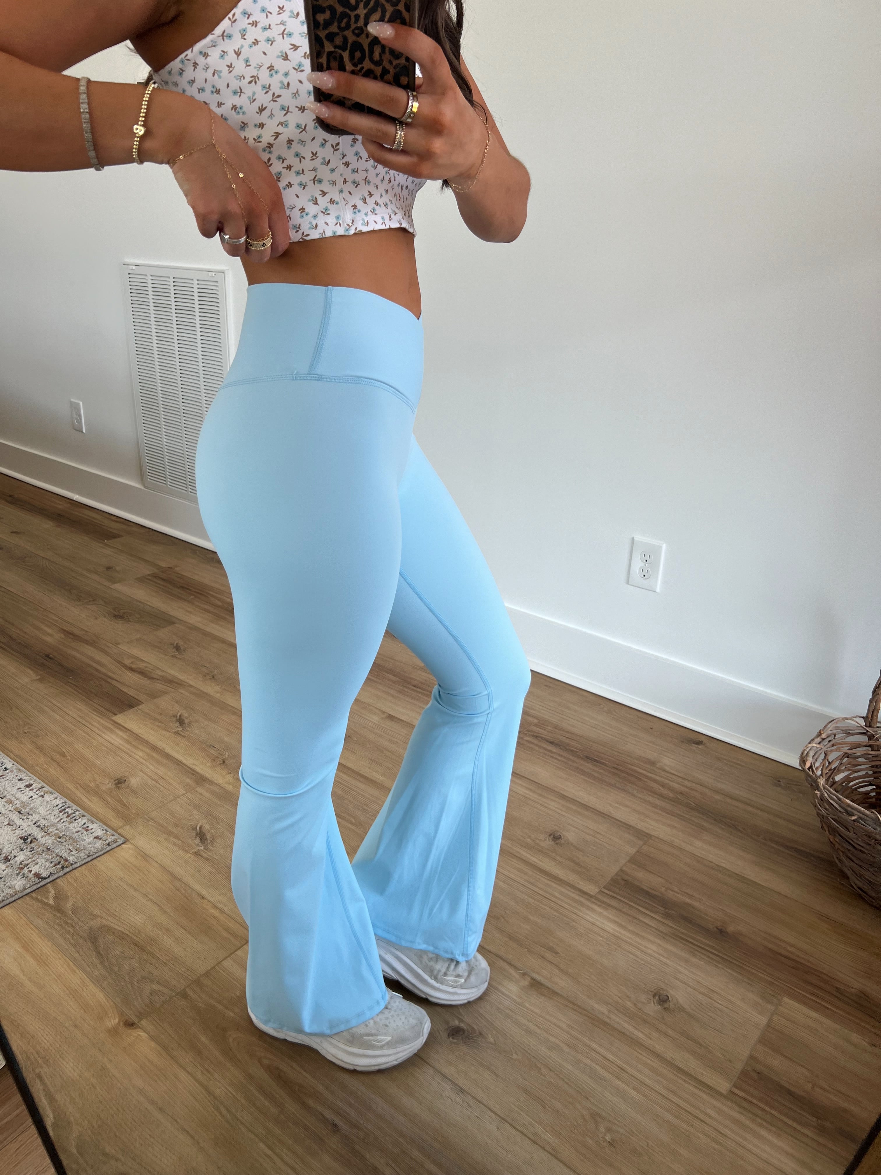 Baby Blue High Waisted Cross Over Leggings
