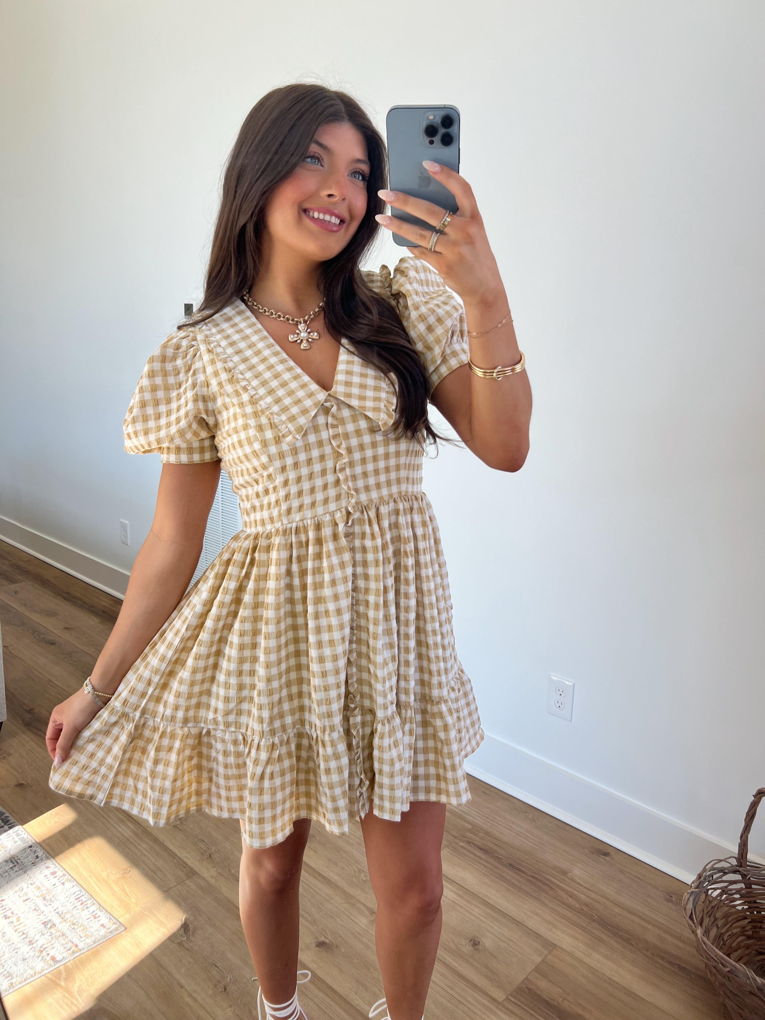 (Beige) Conversation Hearts Mini Dress