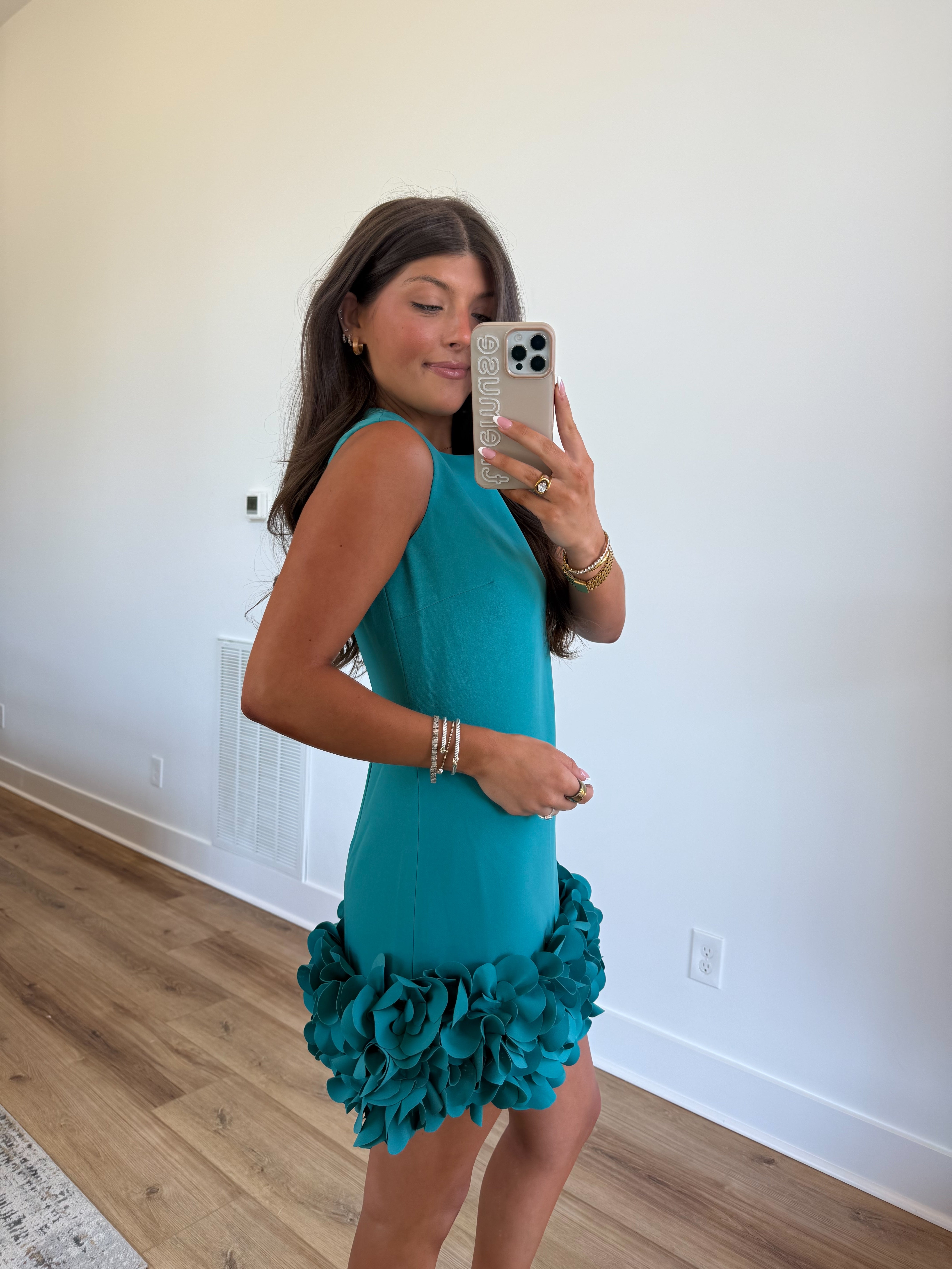 Teal Drop Ruffle Mini Dress (PRE-ORDER (MAY 8TH)/ Restock)