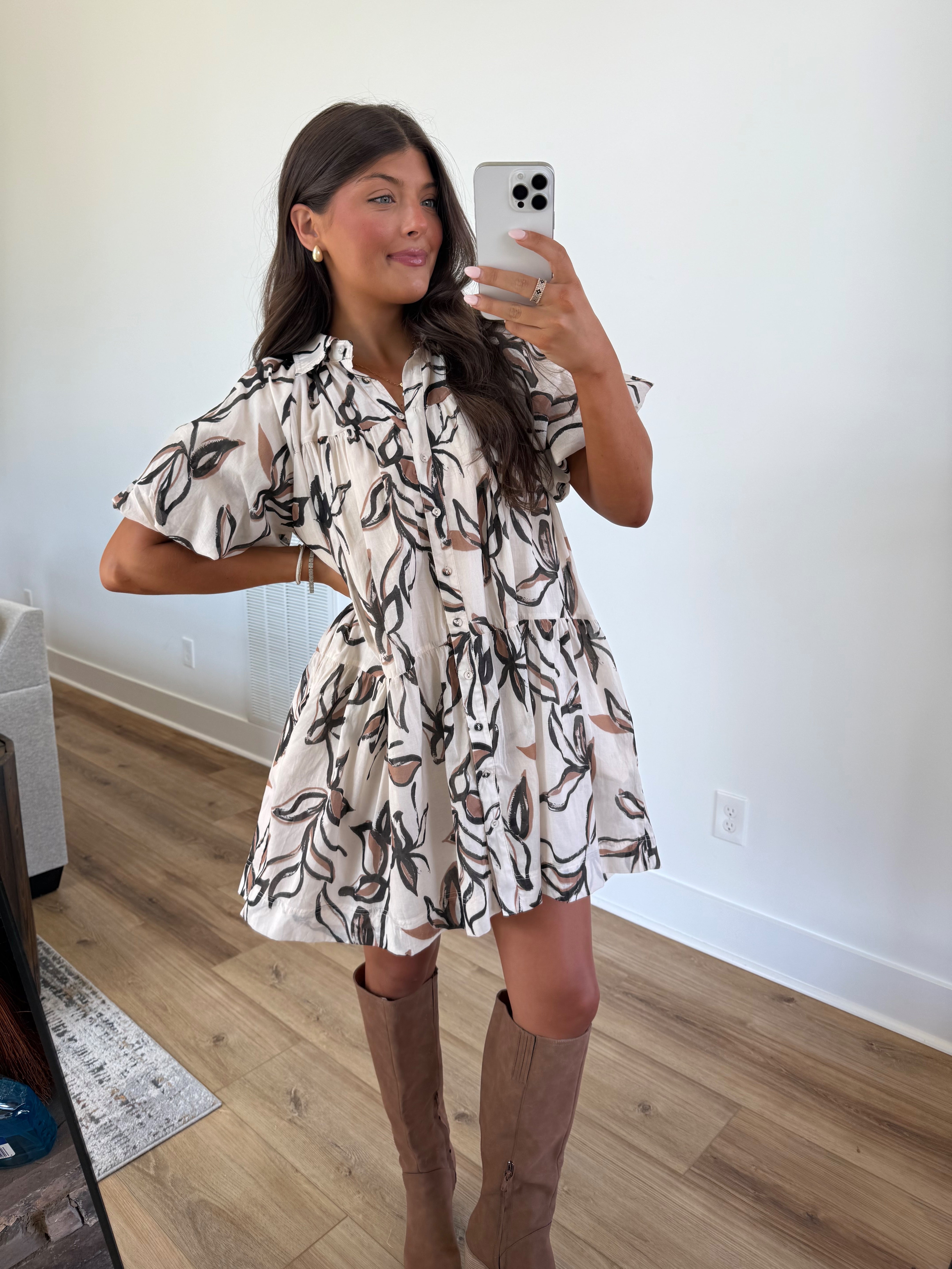 Cinnamon Leafs Mini Dress