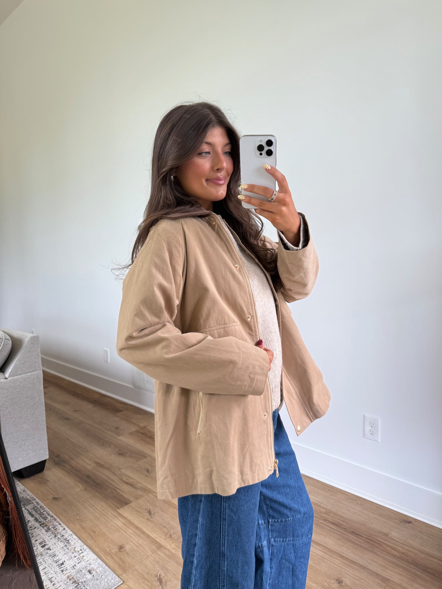 Beige Barn Jacket (Plaid Inside)