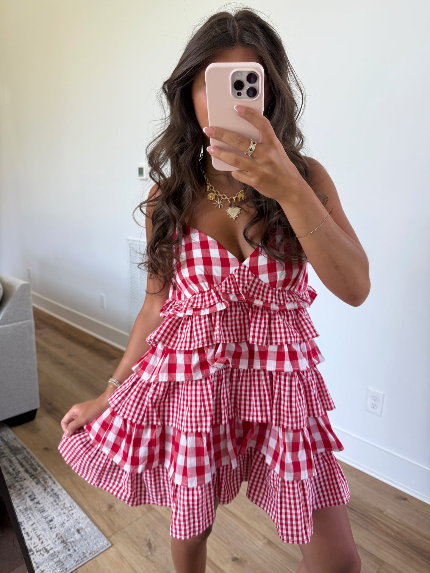 Red Gingham Swing Dress