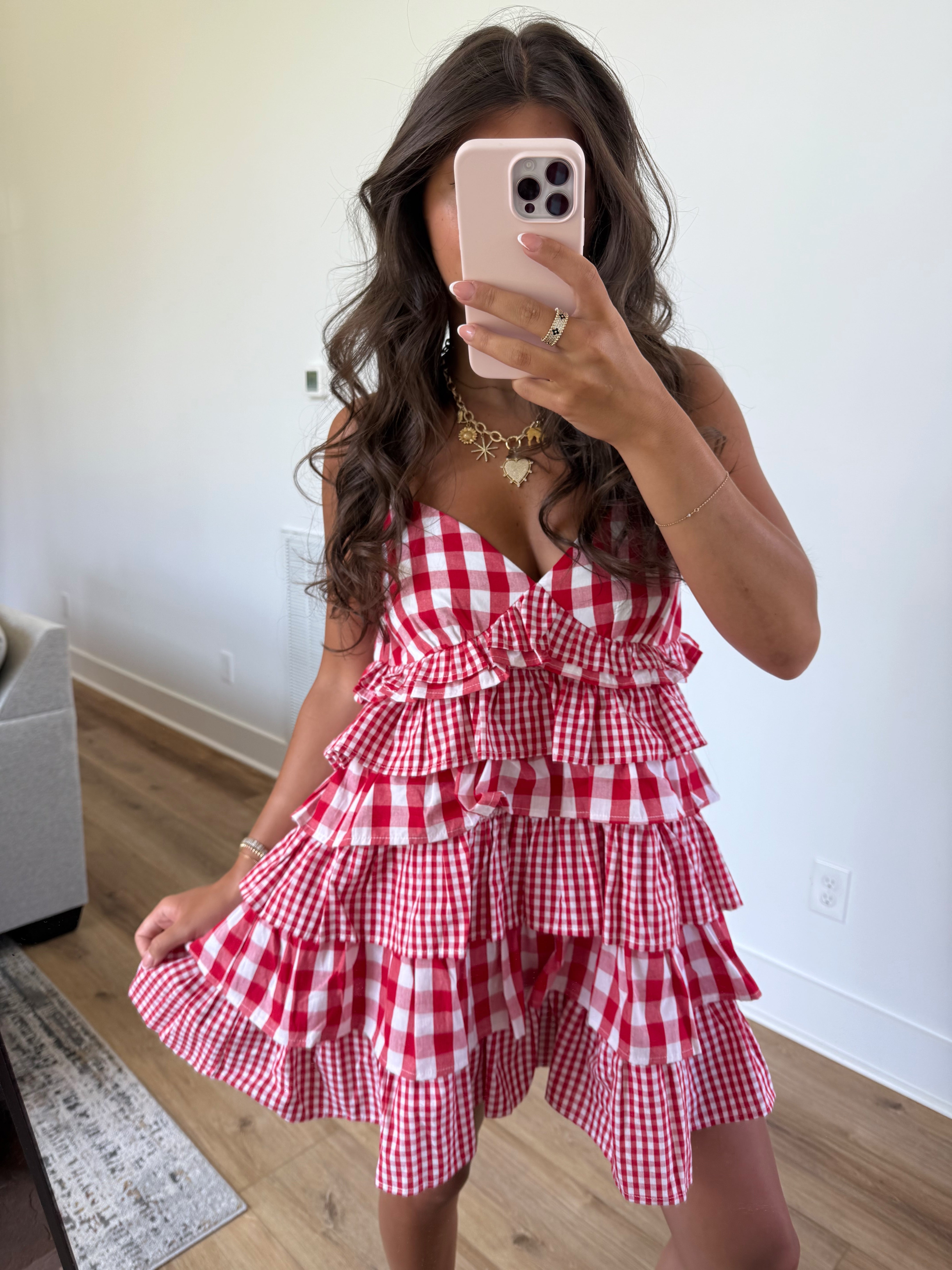Red Gingham Swing Dress