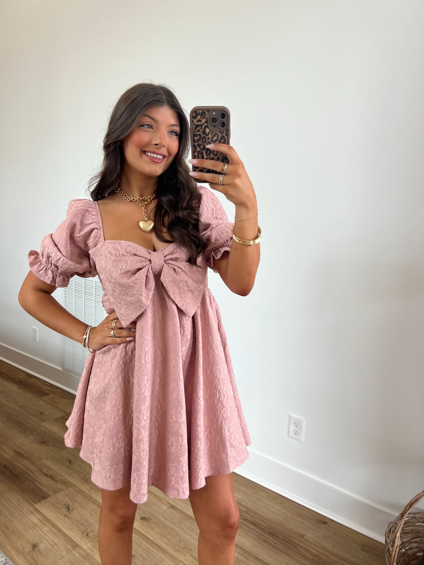 Dusty Pink Baby Doll Bow Dress