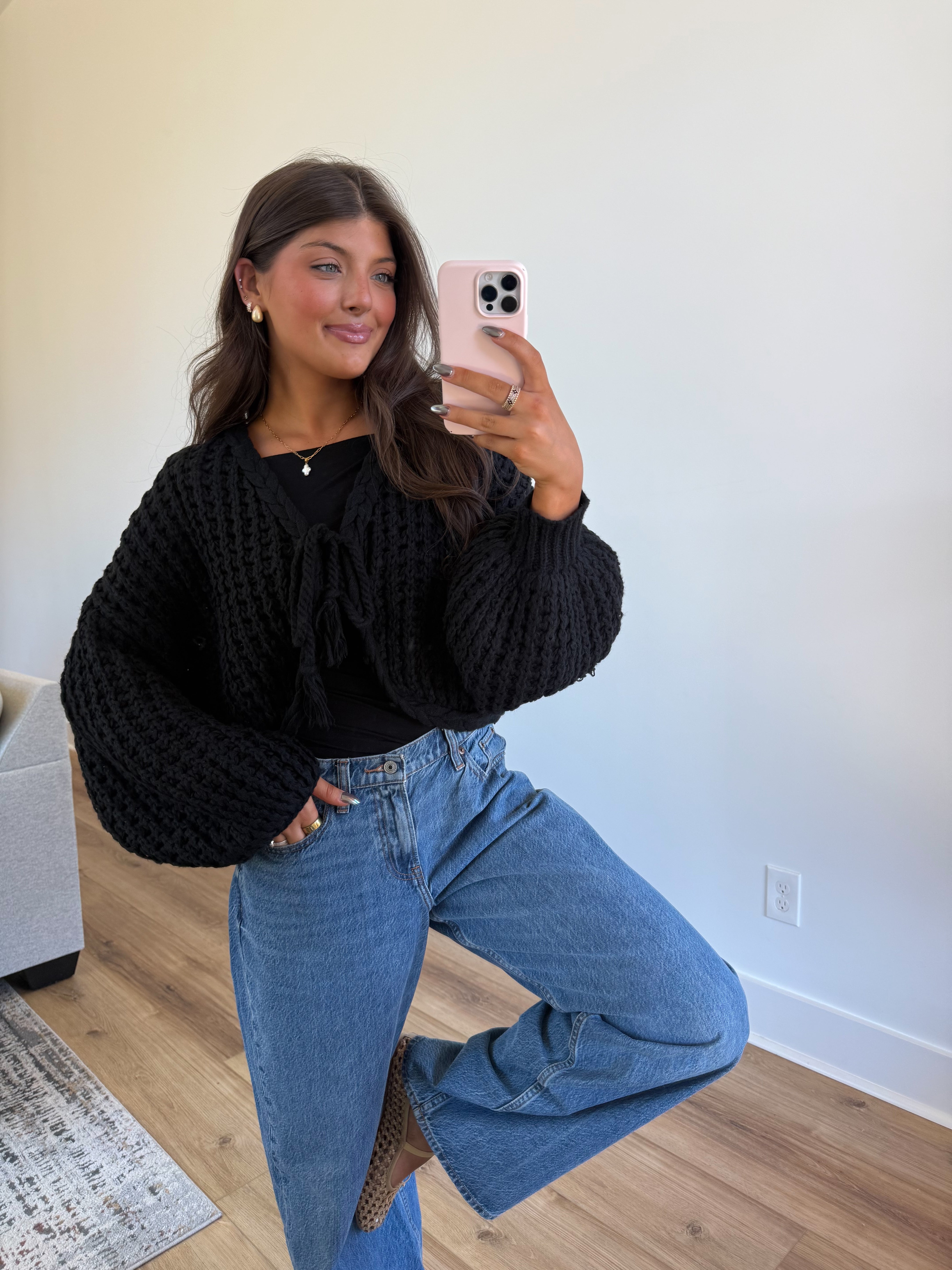 The Balloon Sleeve Tie Cardigan