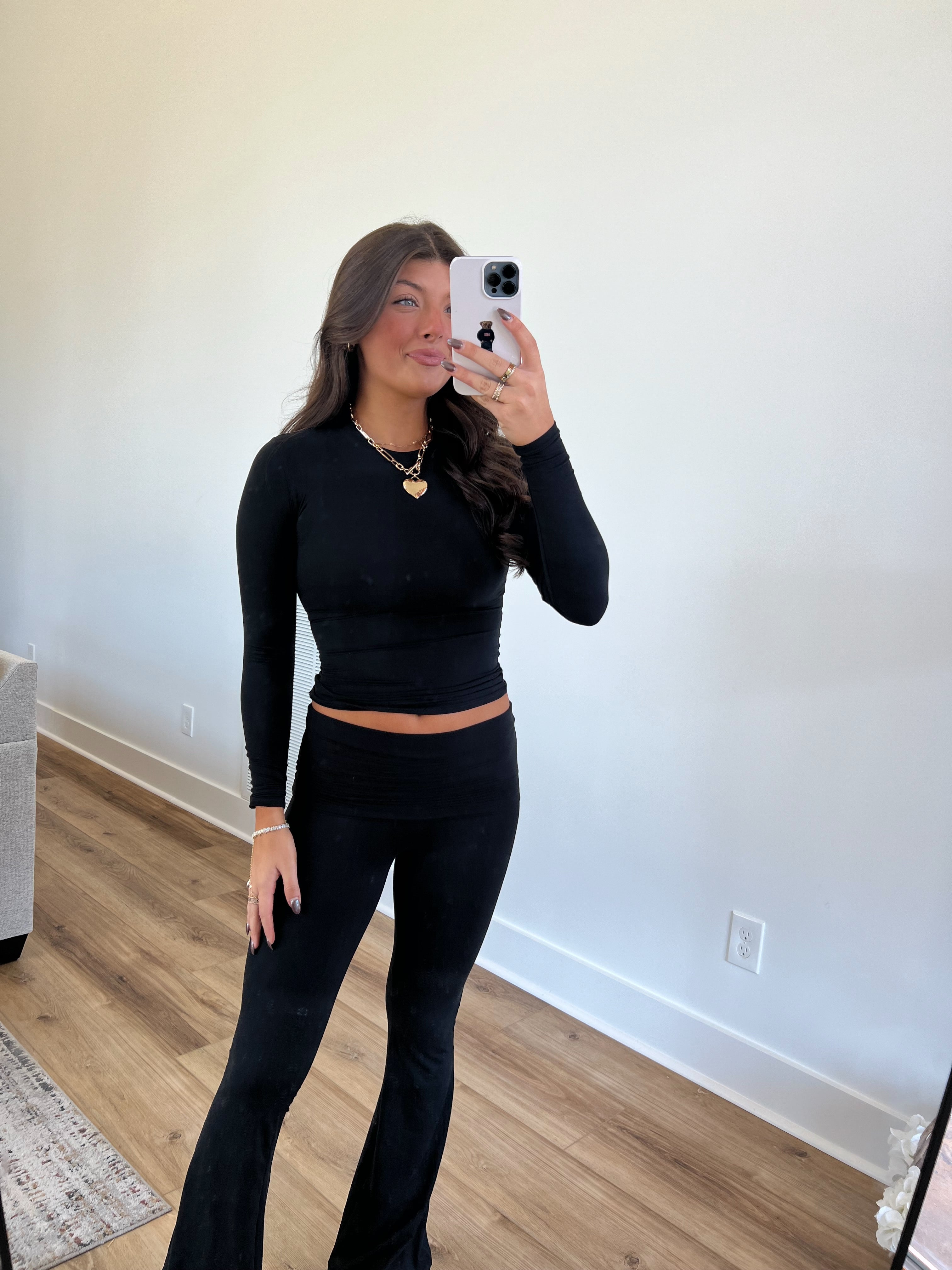 Princess Black Fold Over Leggings Set