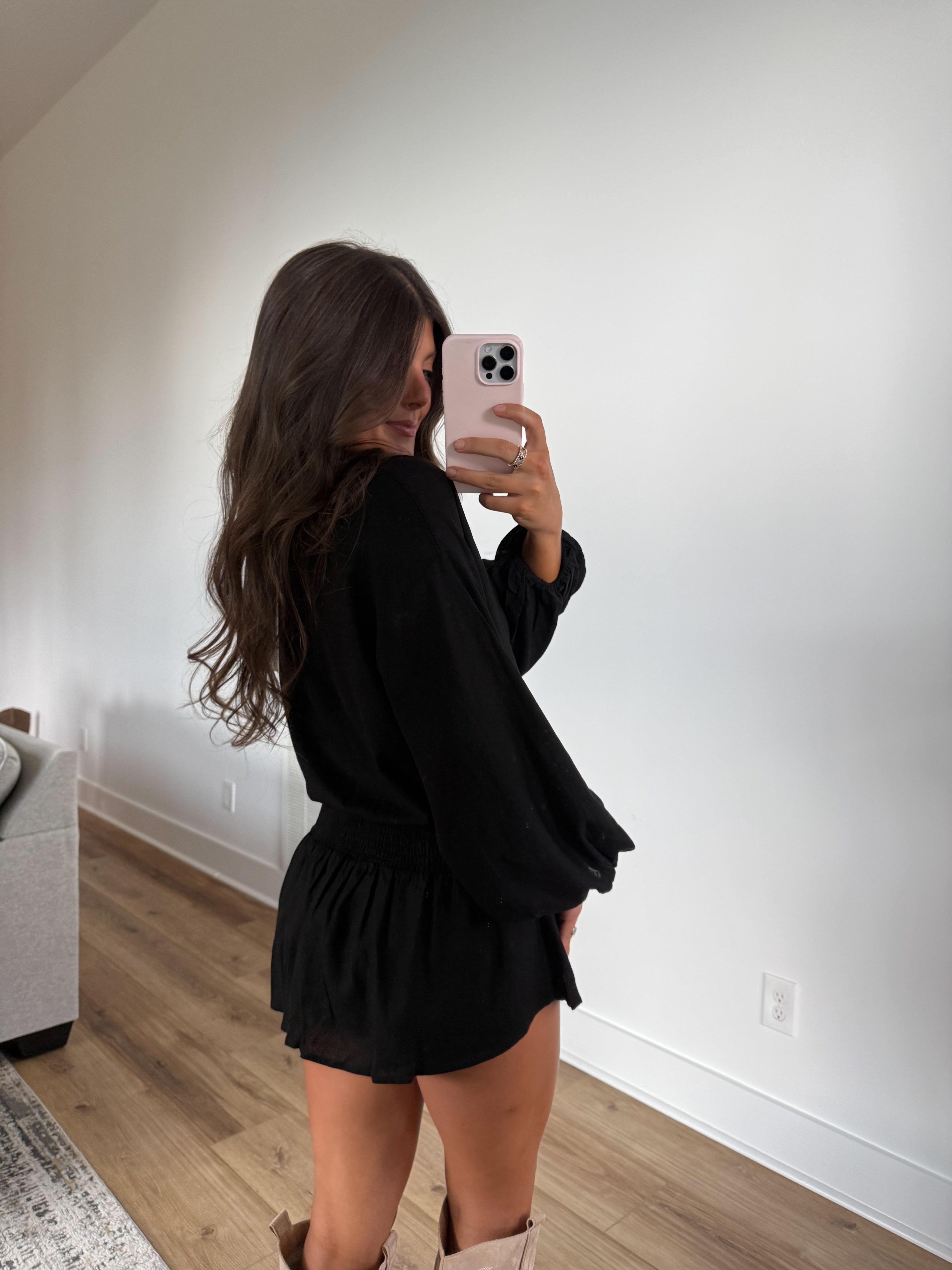 Falling Leaves Romper (Black)