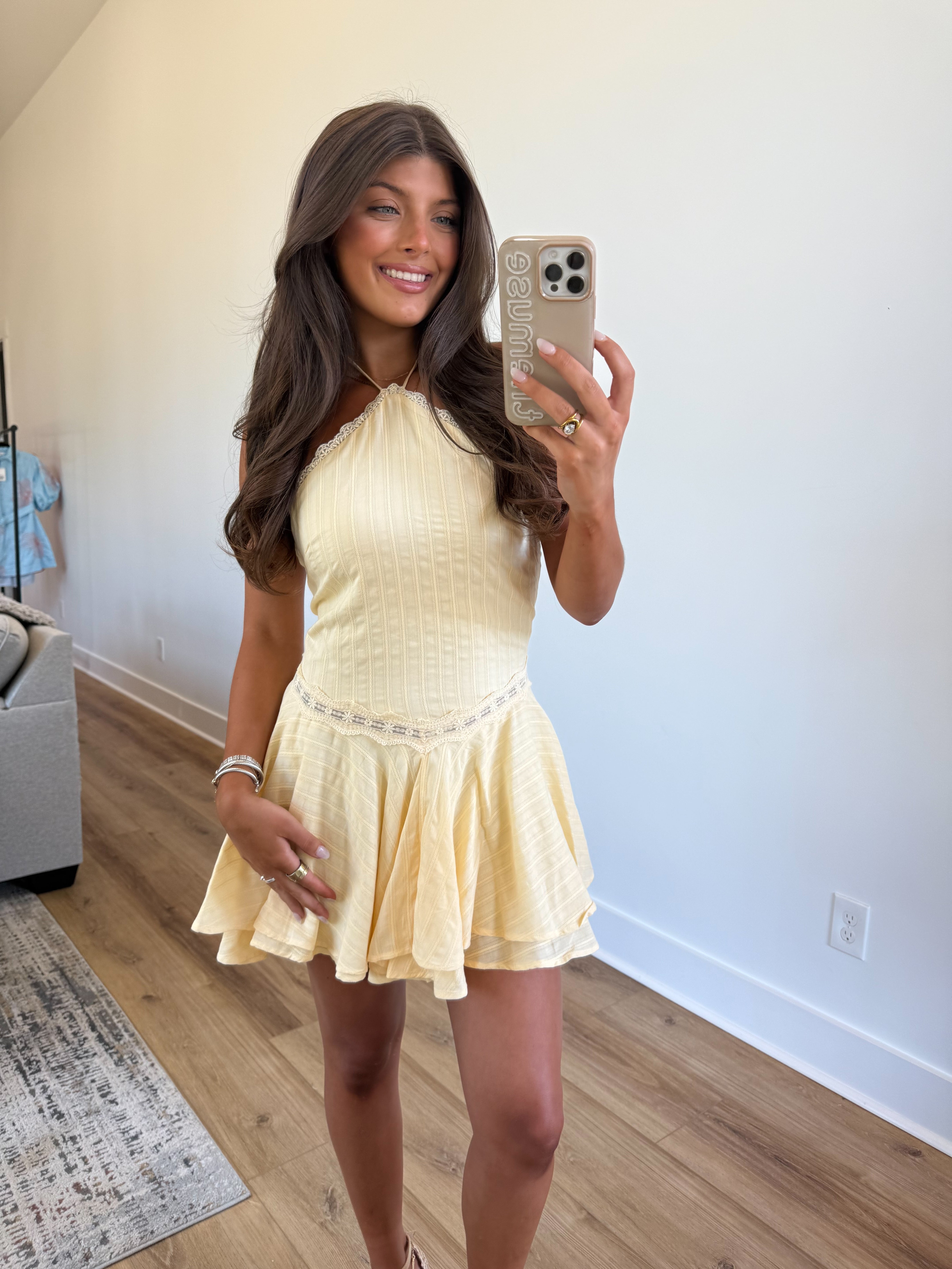 Sweetheart Yellow Mini Dress