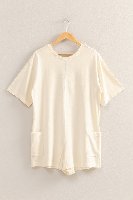 Oversized Tee Romper (Ivory)