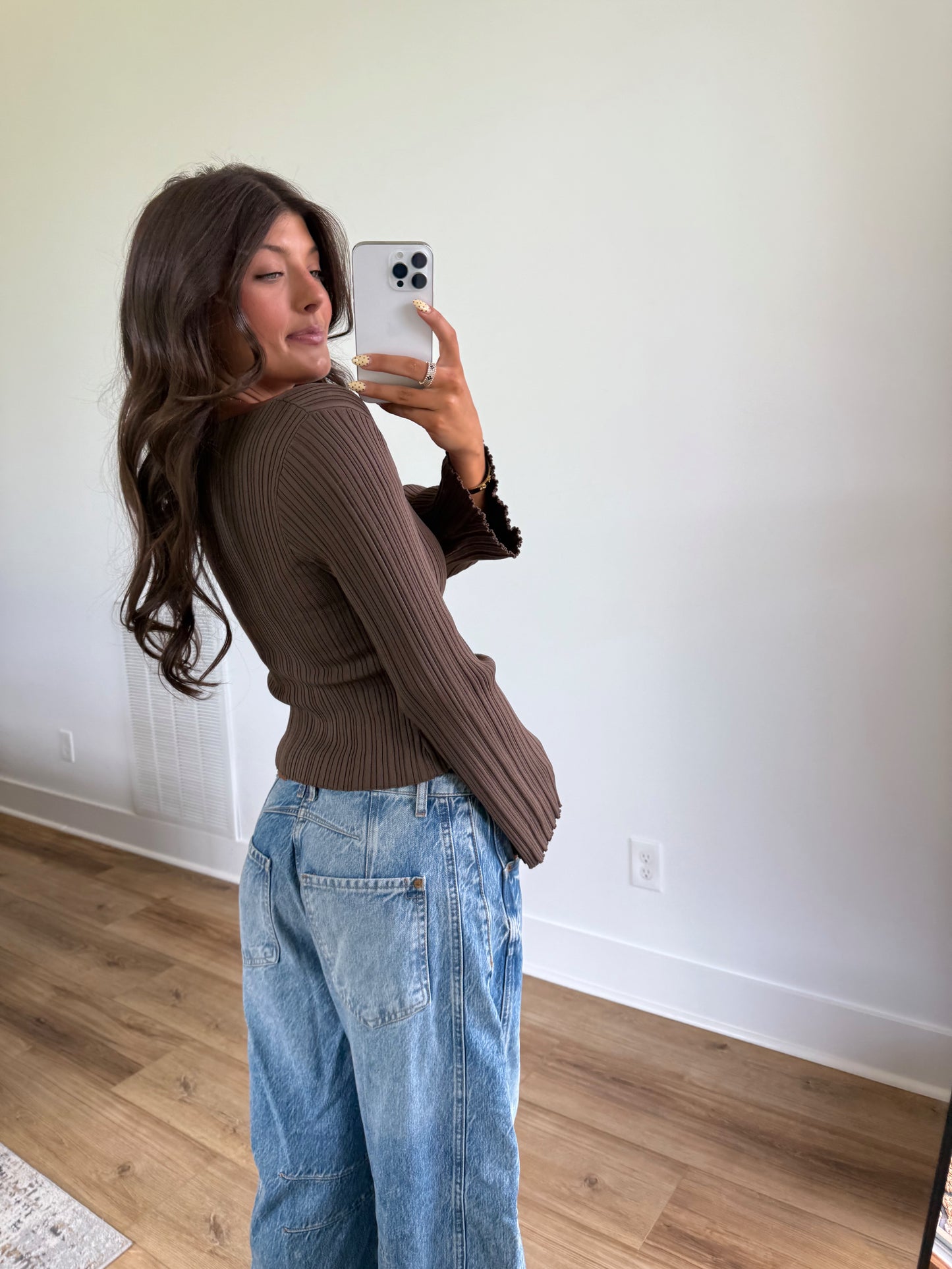 Chestnut Ribbed Top